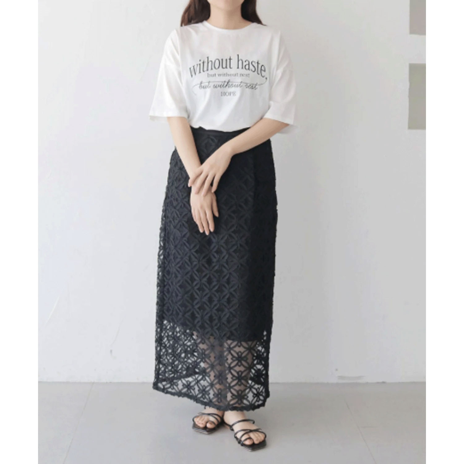 vingtroisドライタッチコットンカーブロゴTシャツ - 画像10