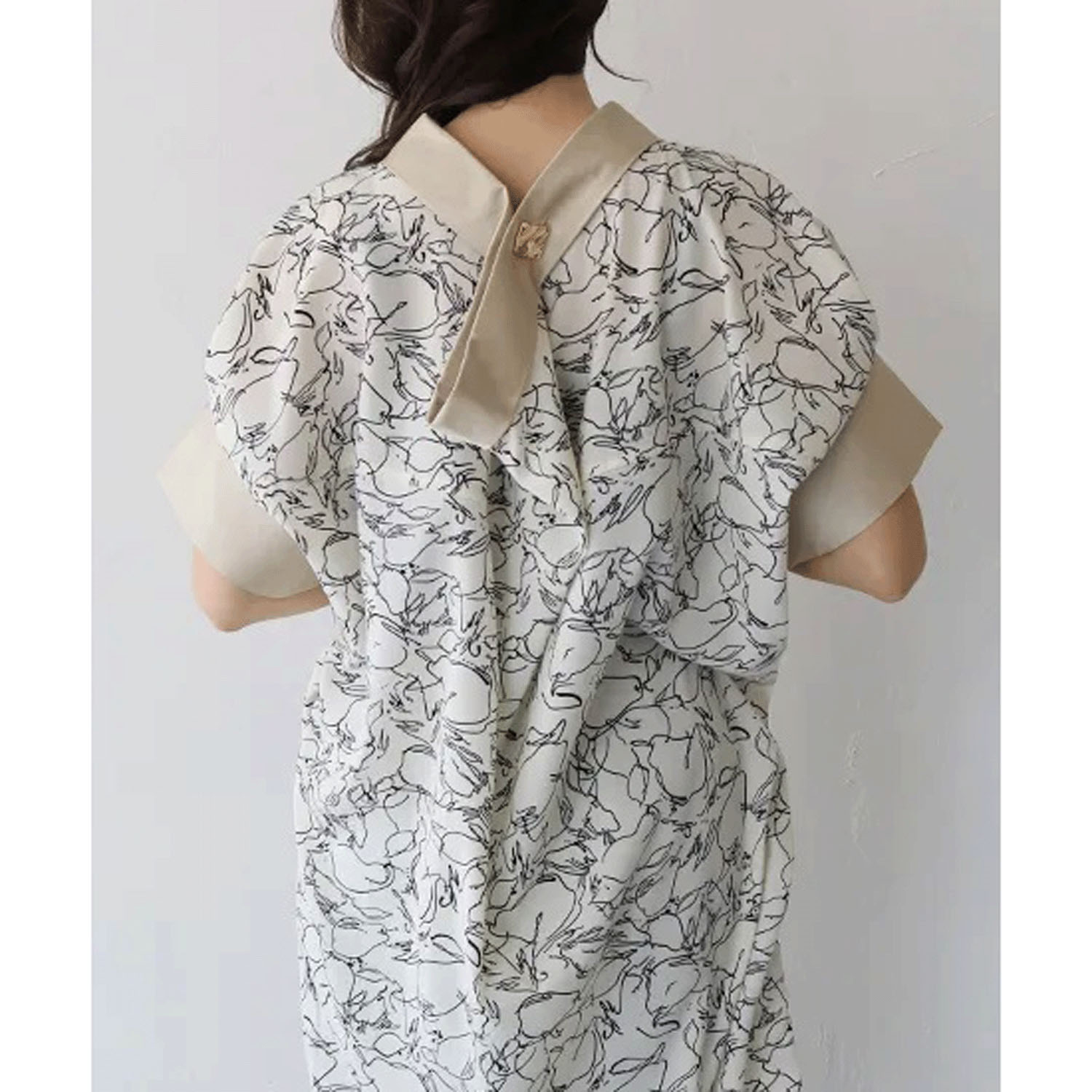 vingtrois  ウェーブボタンニュアンス柄ブラウス - 画像5