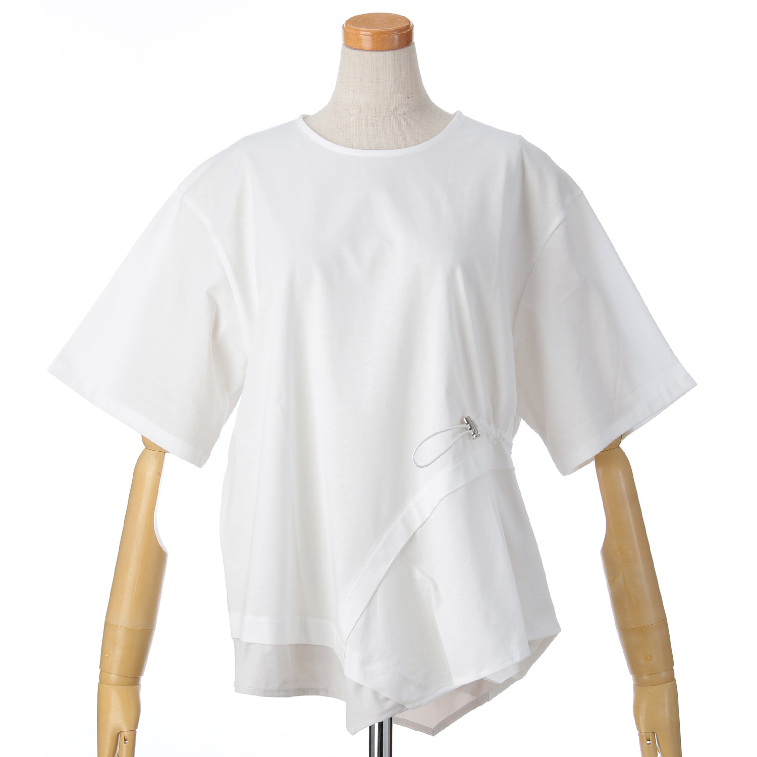 vingtrois ドライタッチコットンアシメドロストTシャツ - 画像4