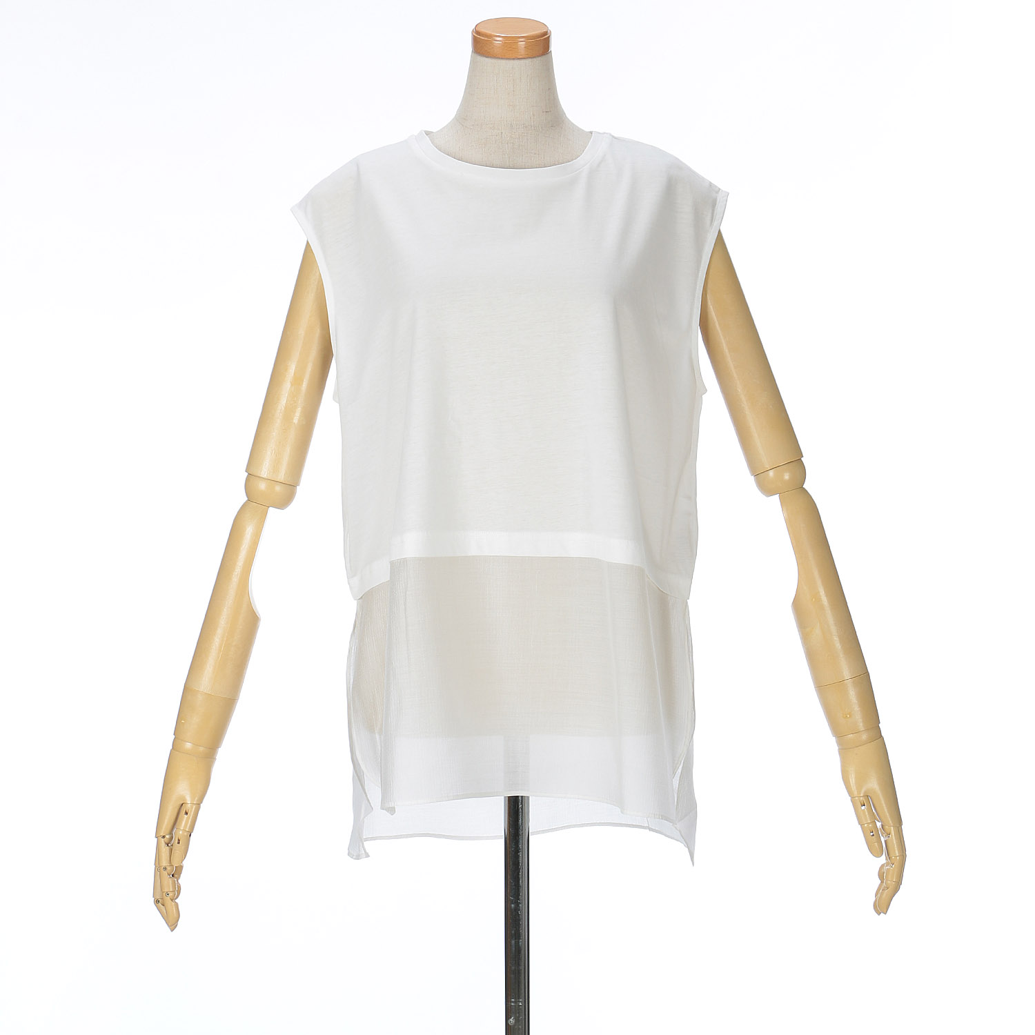 vingtrois 裾シアー切替ノースリーブ - 画像2