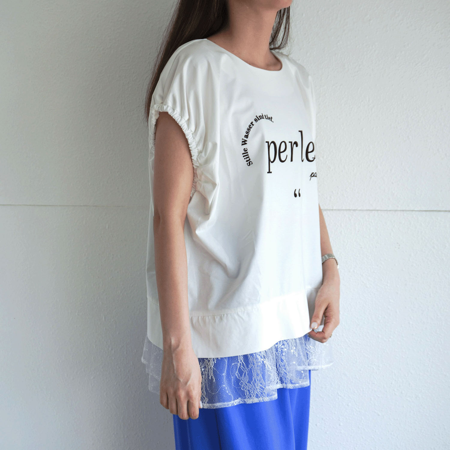 Palm Riche レイヤードライクレースTシャツ - 画像5