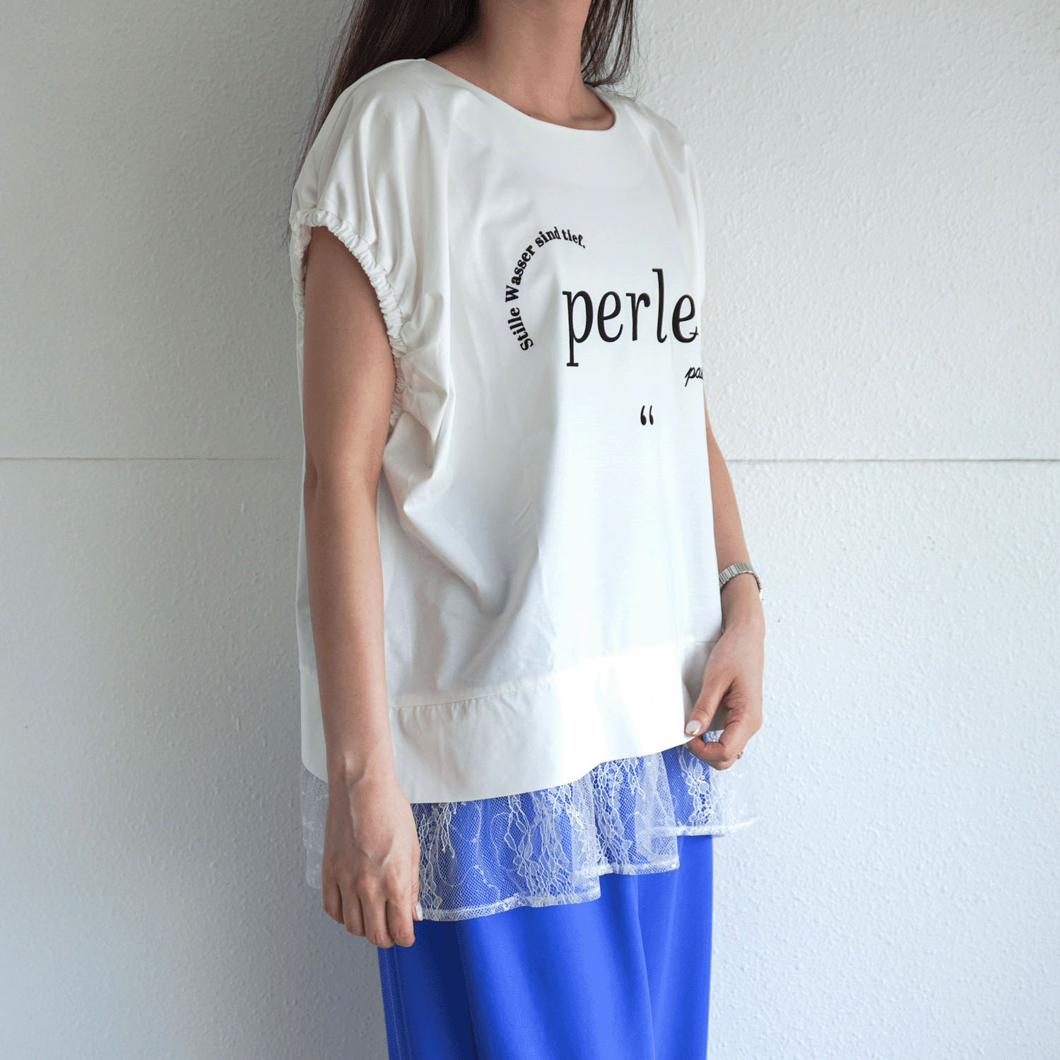 Palm Riche レイヤードライクレースTシャツ - 画像6