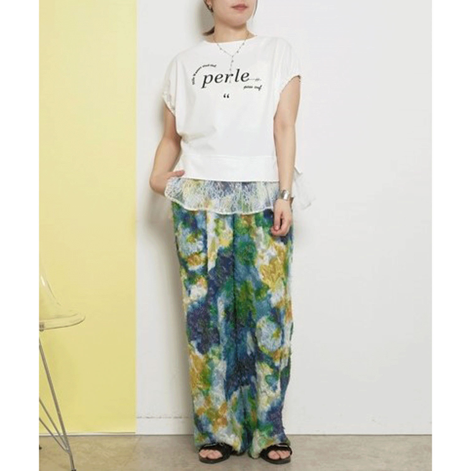 Palm Riche レイヤードライクレースTシャツ - 画像9