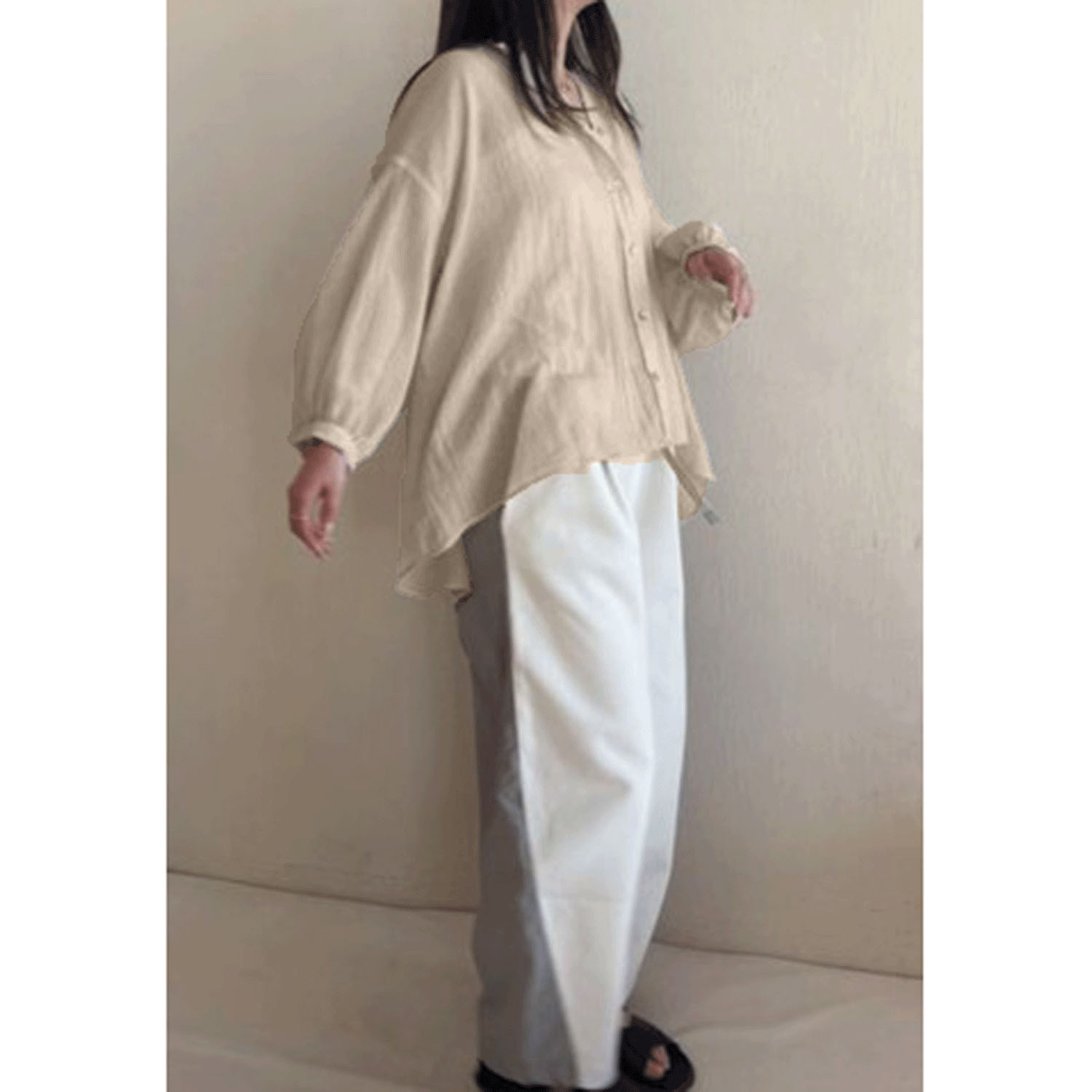 ザンパ 7分袖バンドカラーブラウス - 画像5