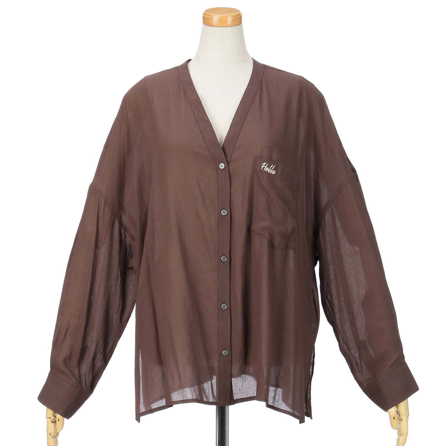 【InstaLive】qout ワンポイントロゴ シアーカーディガン