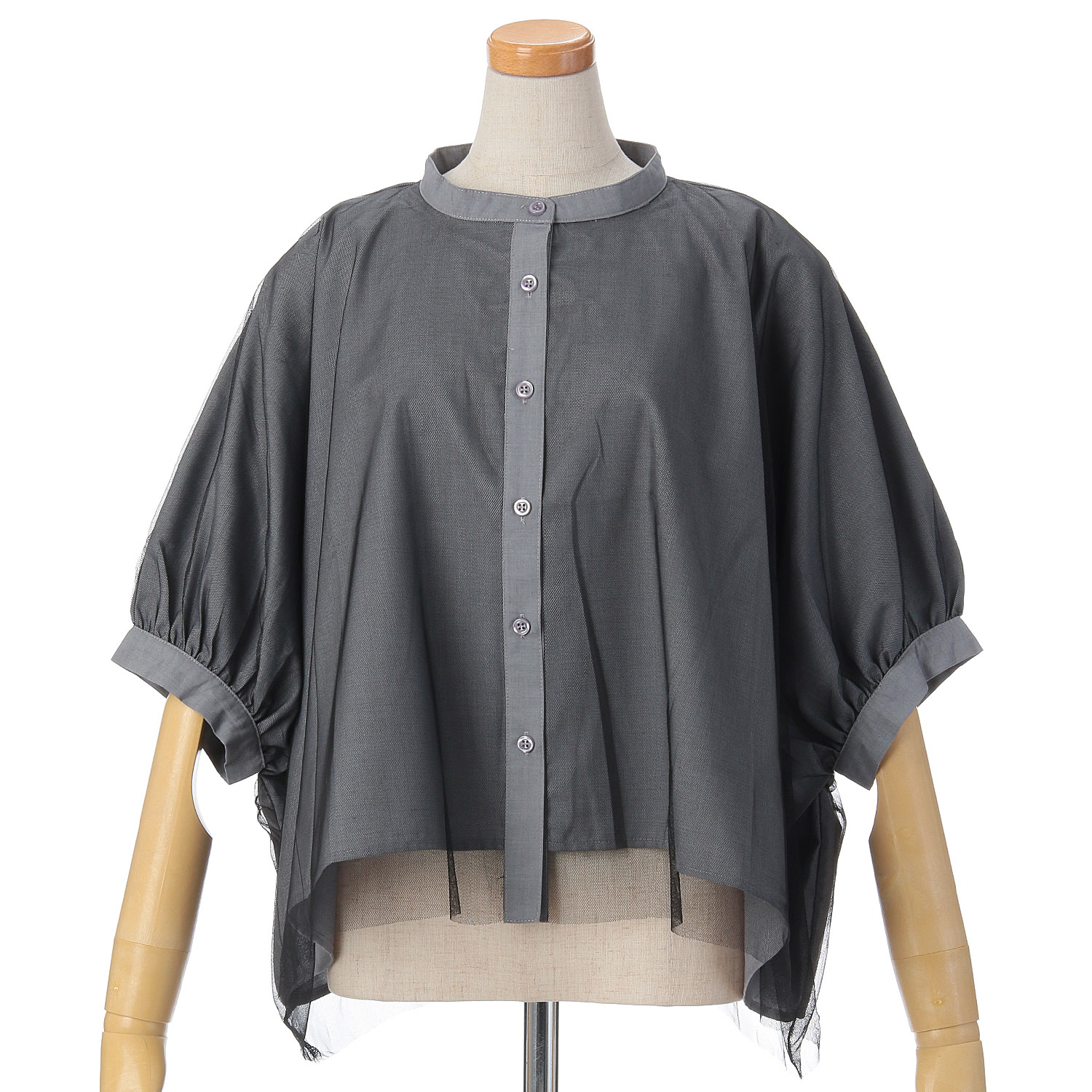 vingtrois ショートチュール重ねシャツ