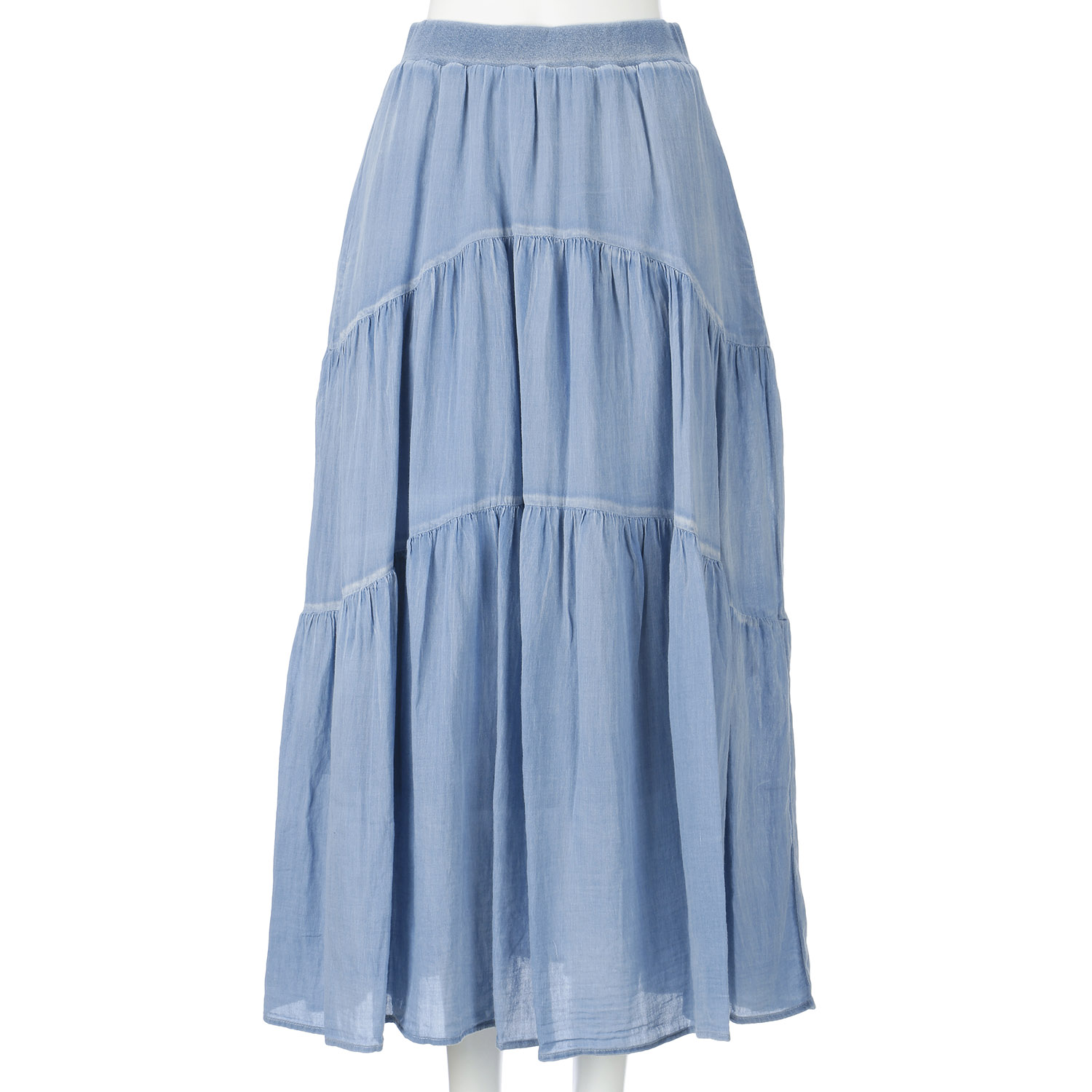 33℃ シアーデニムティアードパイピングフレアスカート - 画像4