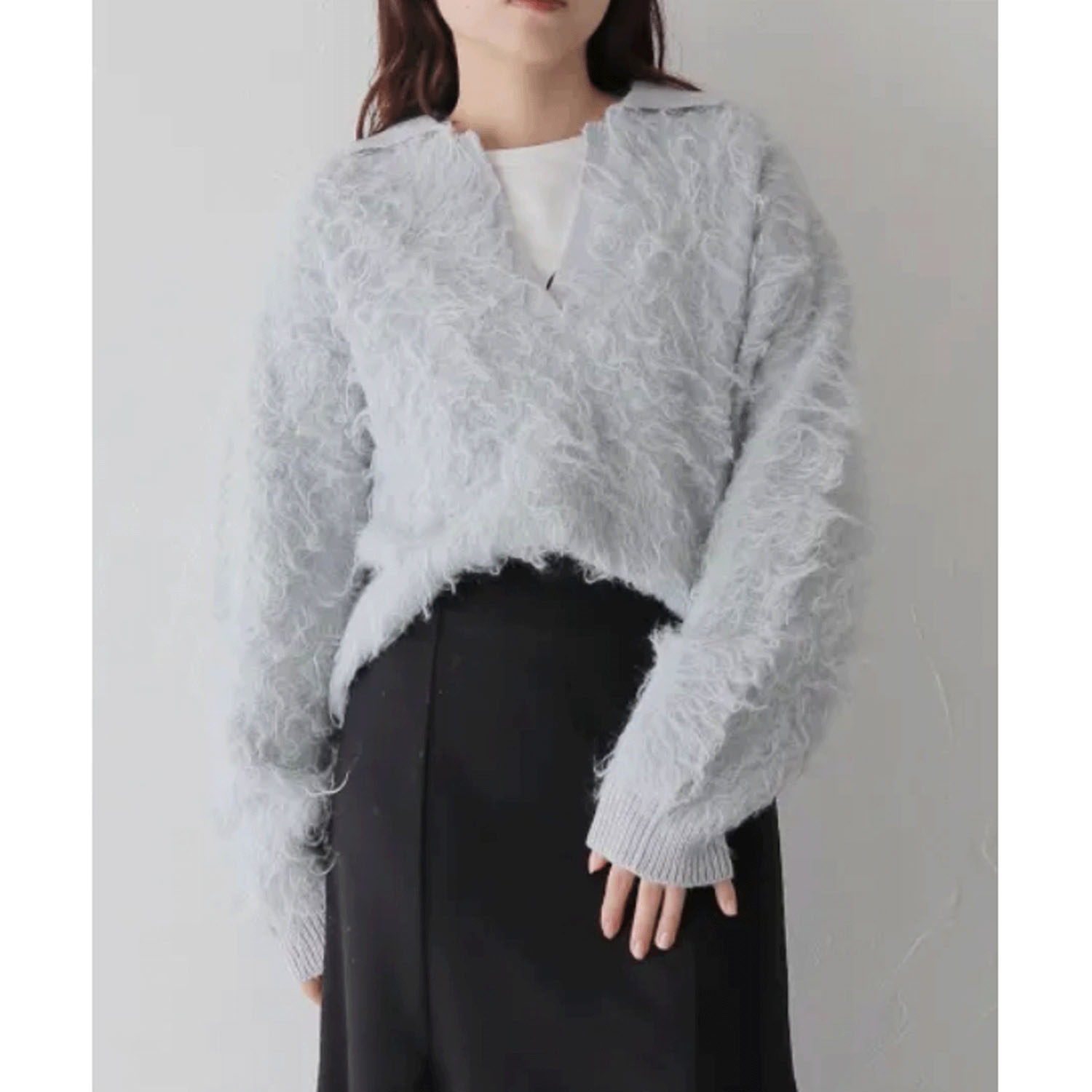 【Insta Live】vingtrois シャギー起毛ポロニット - 画像1