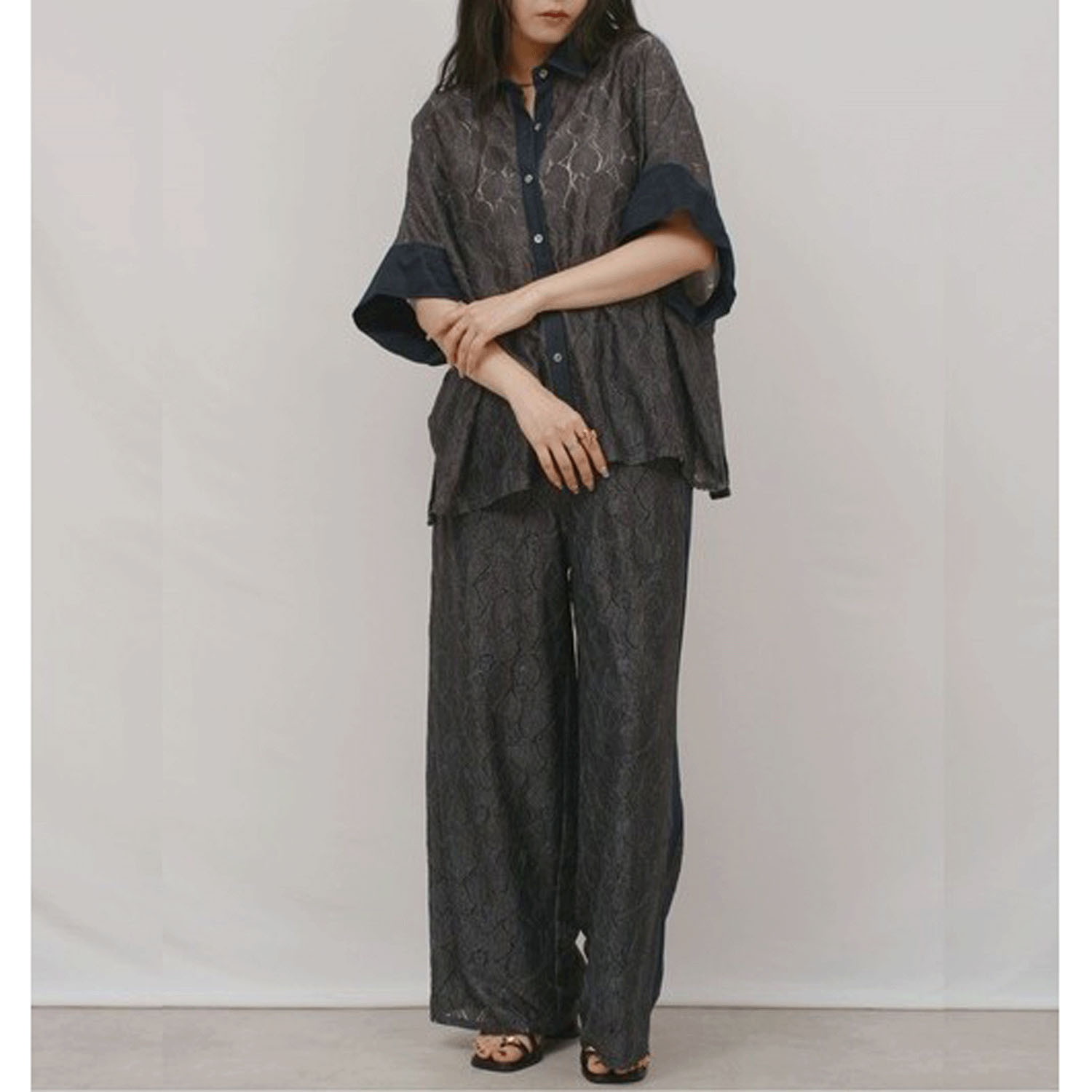 Palm Riche デニムレーストップス - 画像13