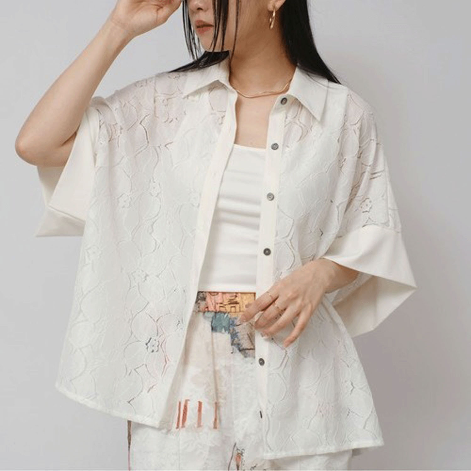 Palm Riche デニムレーストップス - 画像4