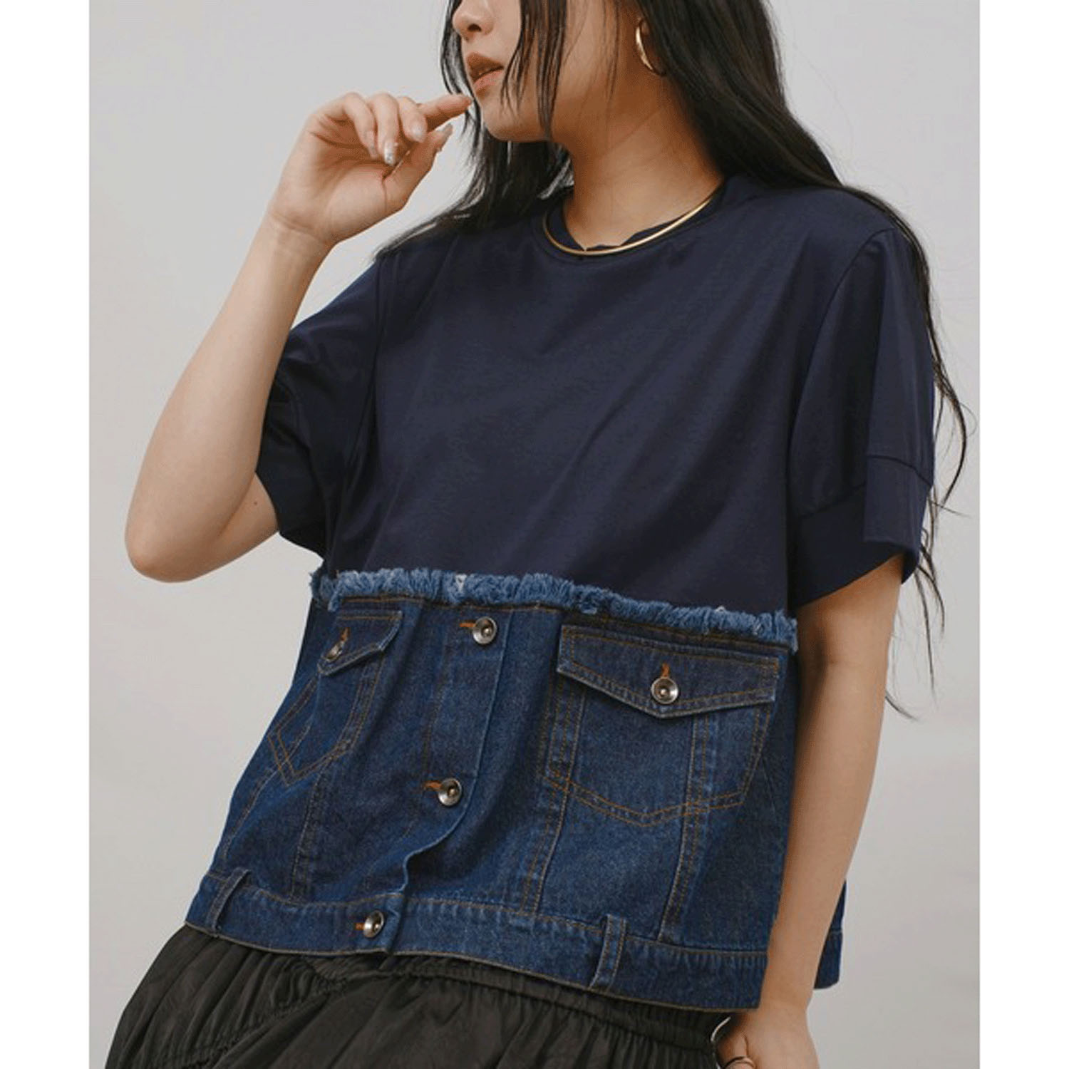 Palm Riche デニムドッキングトップス - 画像15