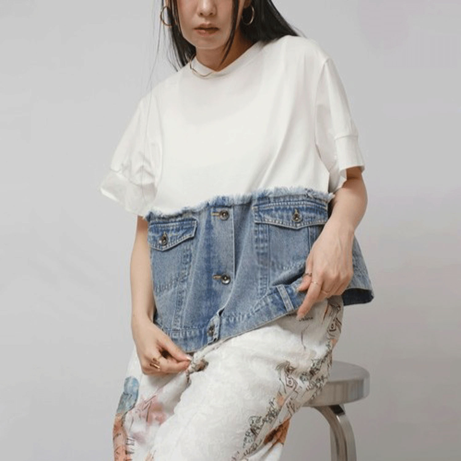 Palm Riche デニムドッキングトップス - 画像9