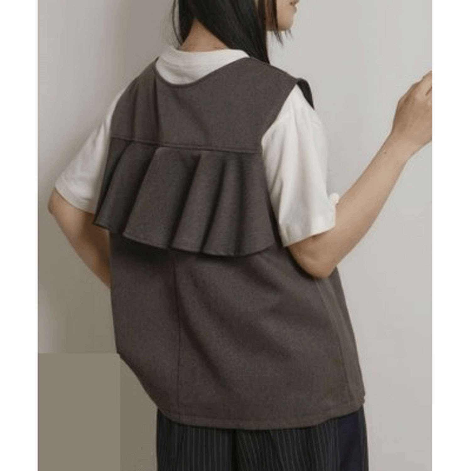 Palm Riche ヘリンボンバックフリルベスト - 画像3