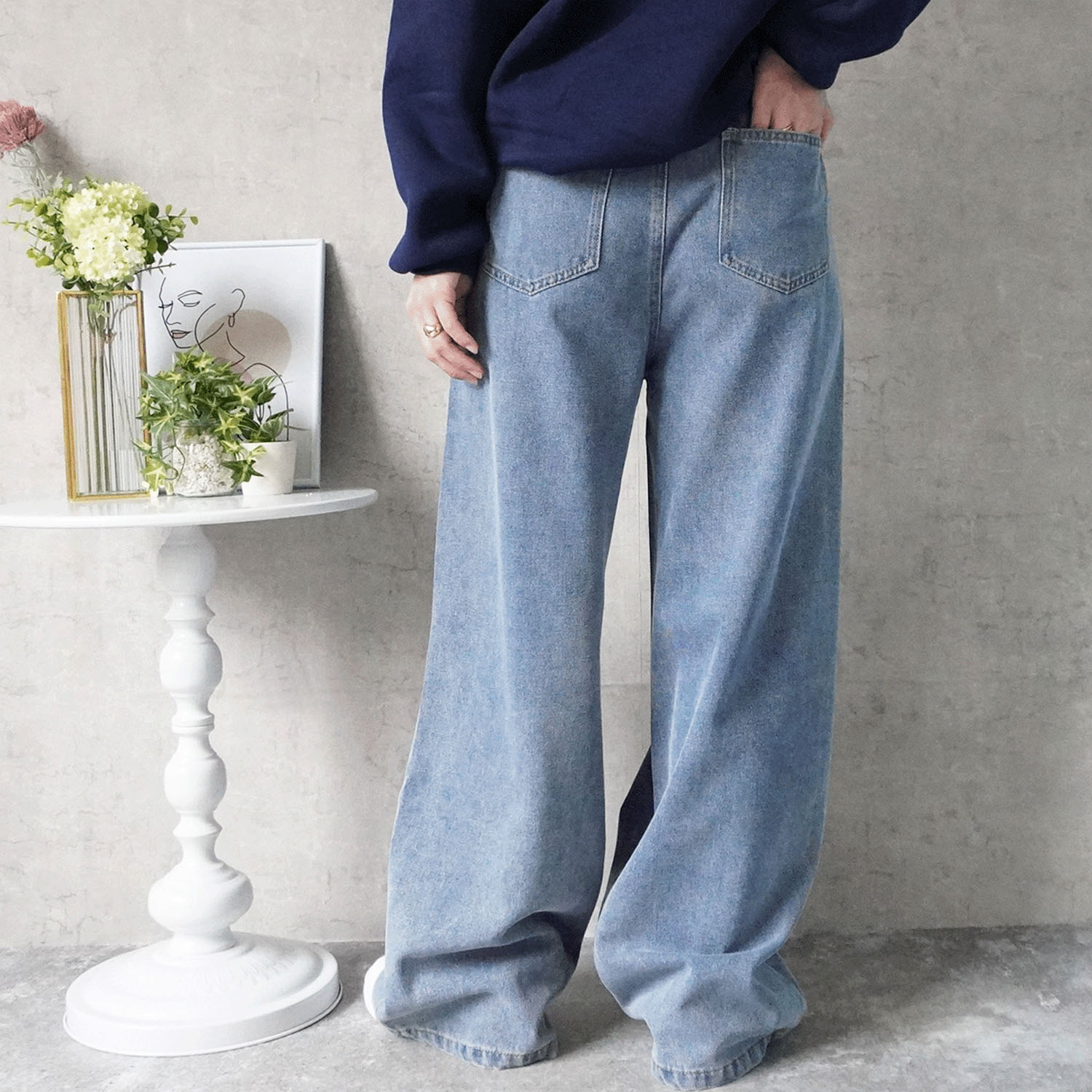 Emma デニムタックワイドパンツ - 画像6