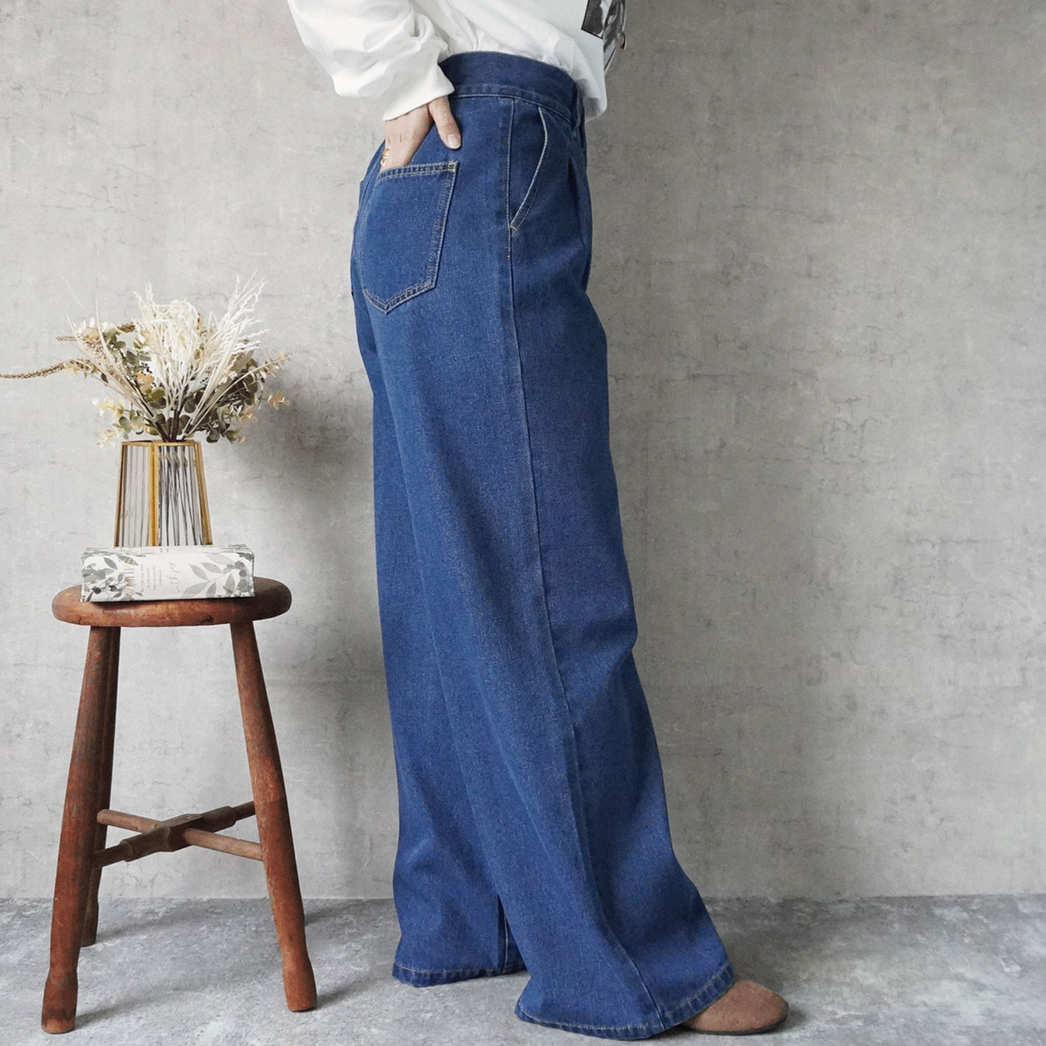 Emma デニムタックワイドパンツ - 画像8