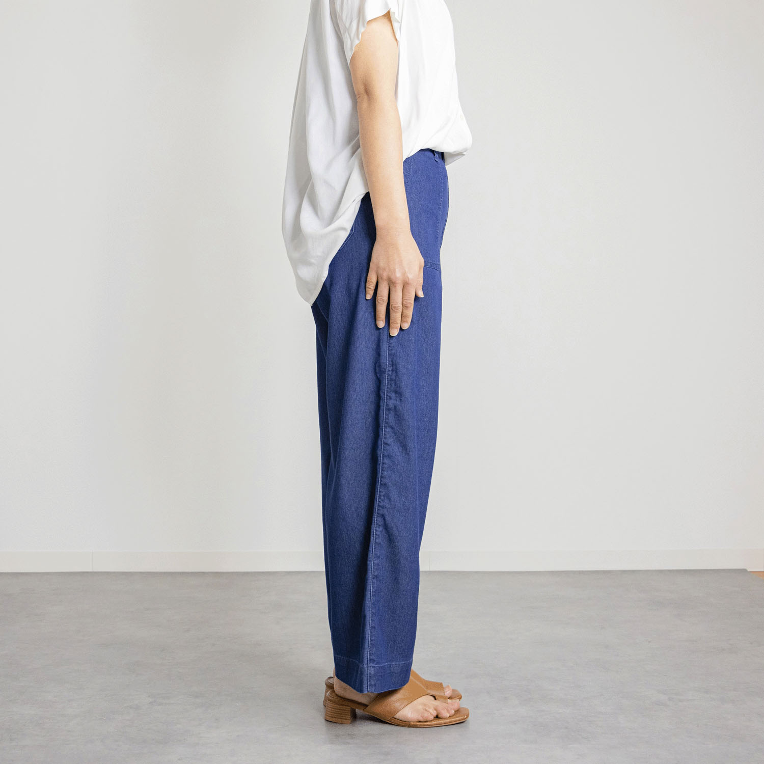 涼やかメッシュ調デニムベイカーパンツ - 画像2