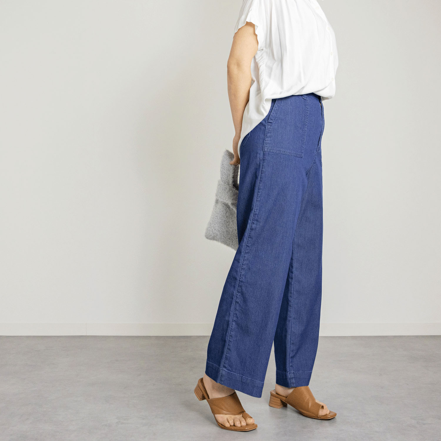 涼やかメッシュ調デニムベイカーパンツ - 画像5