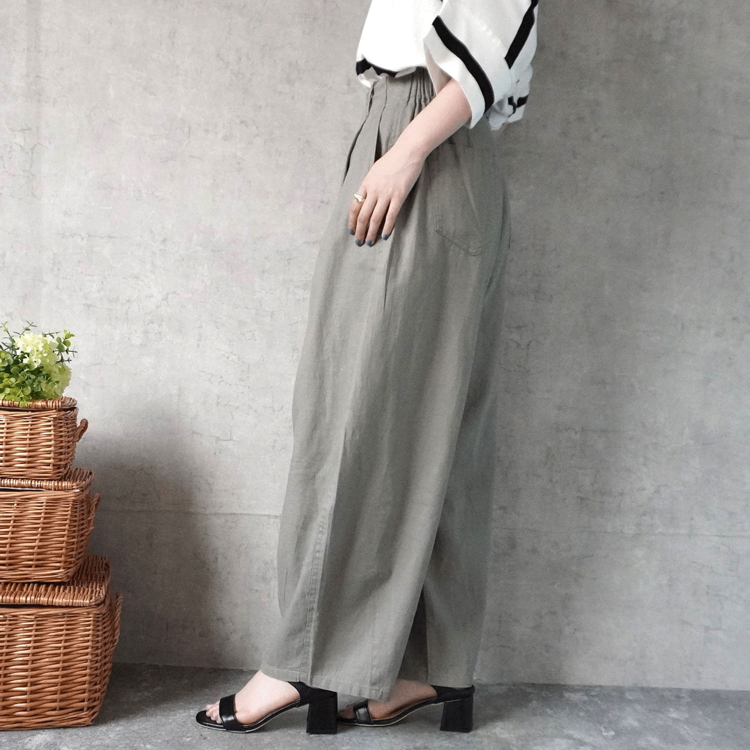 nod 麻100％バナナワイドパンツ - 画像9