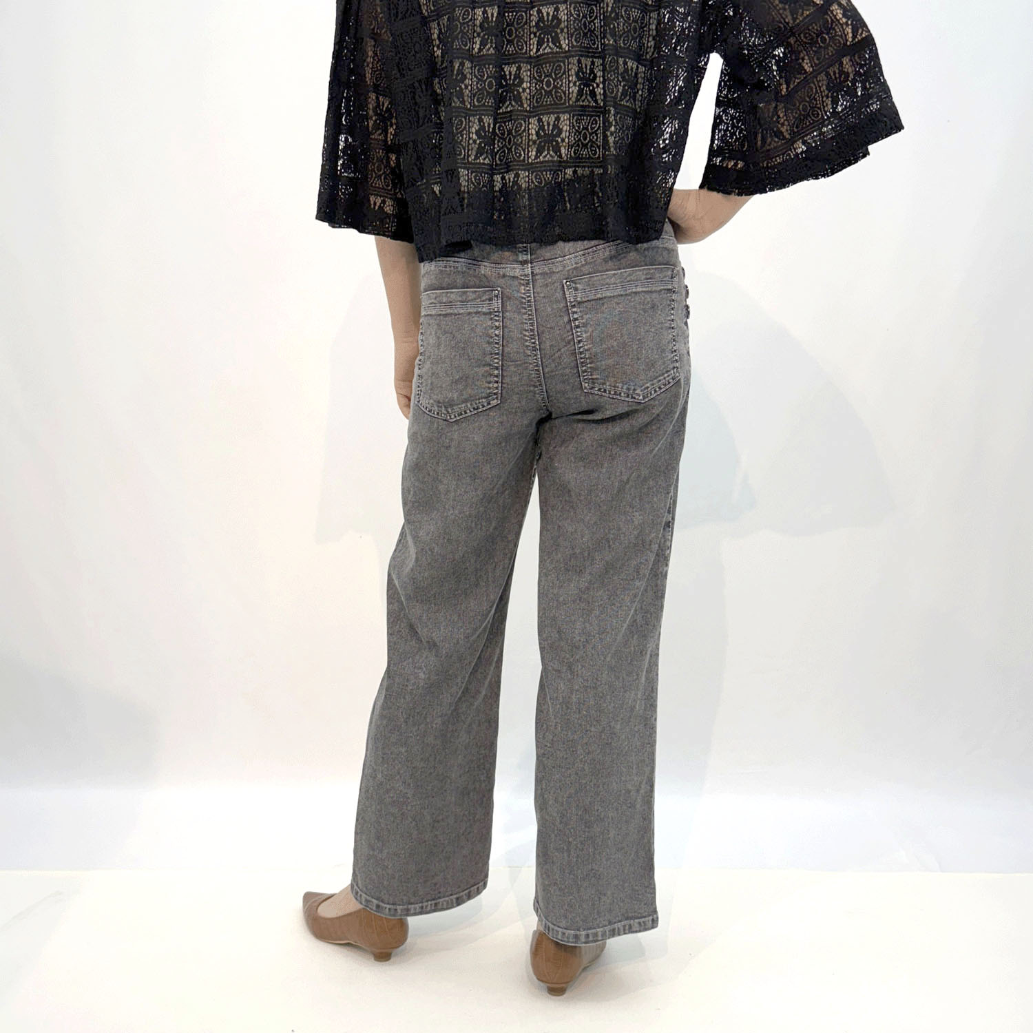 メッシュデニム釦使いワイド - 画像6