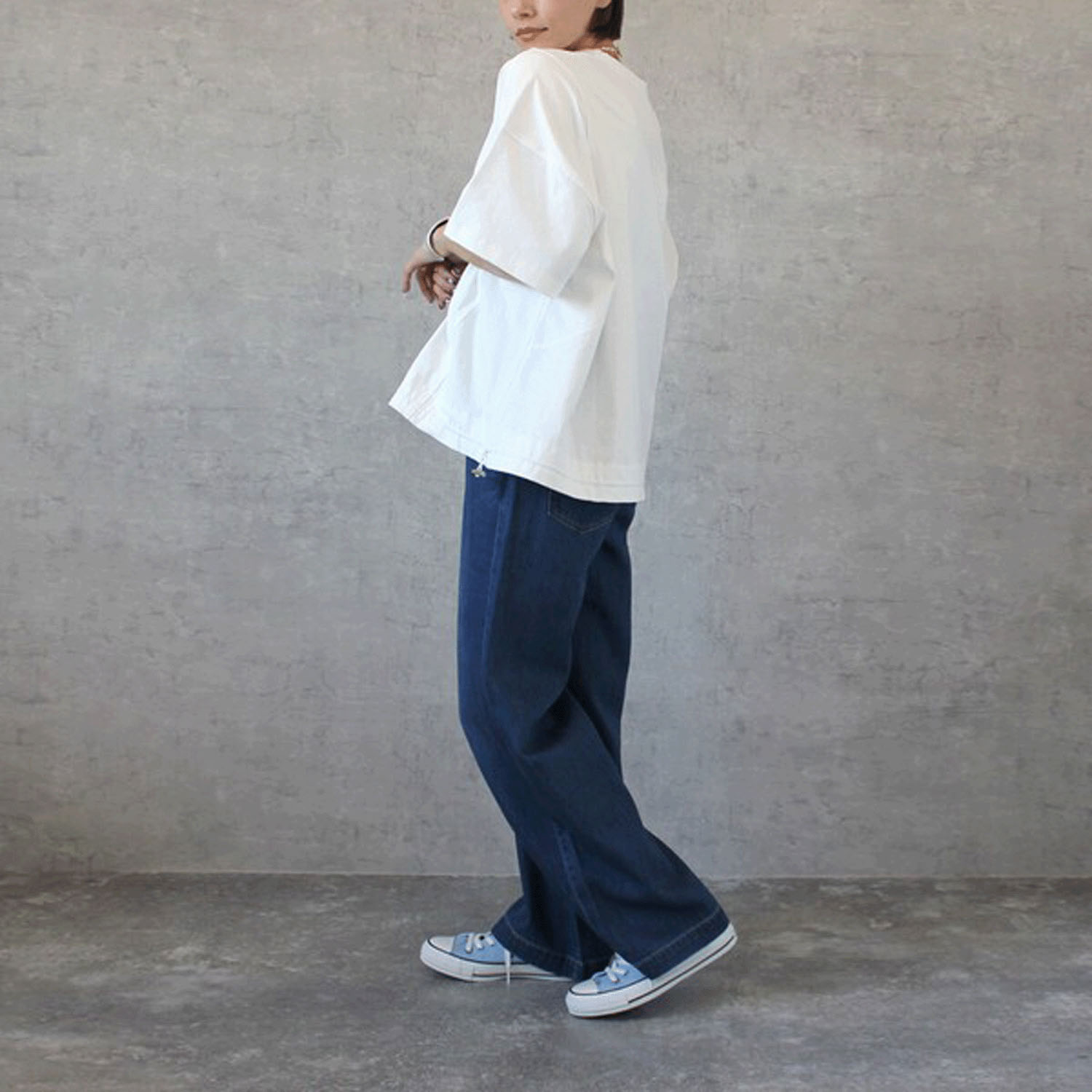 W HEART 麻混デニムワイドパンツ - 画像2