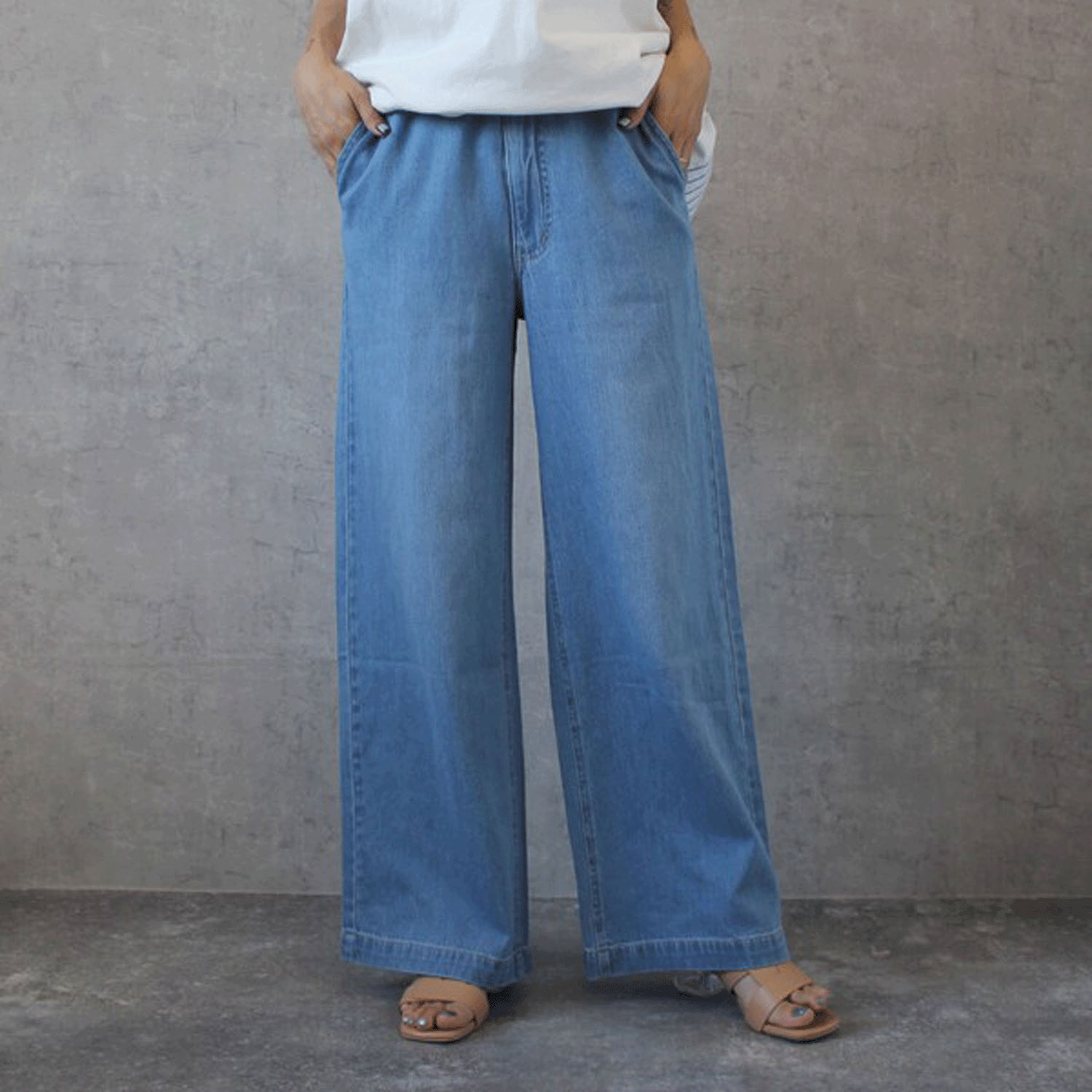 W HEART 麻混デニムワイドパンツ - 画像7