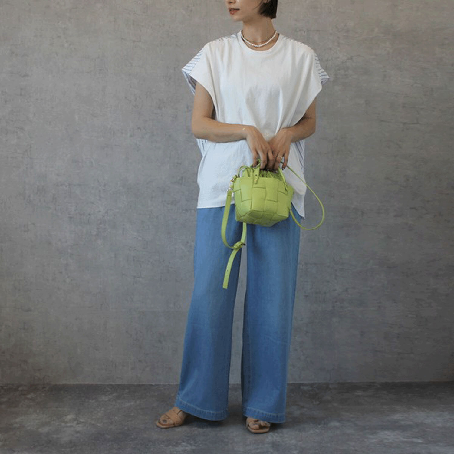 W HEART 麻混デニムワイドパンツ - 画像1