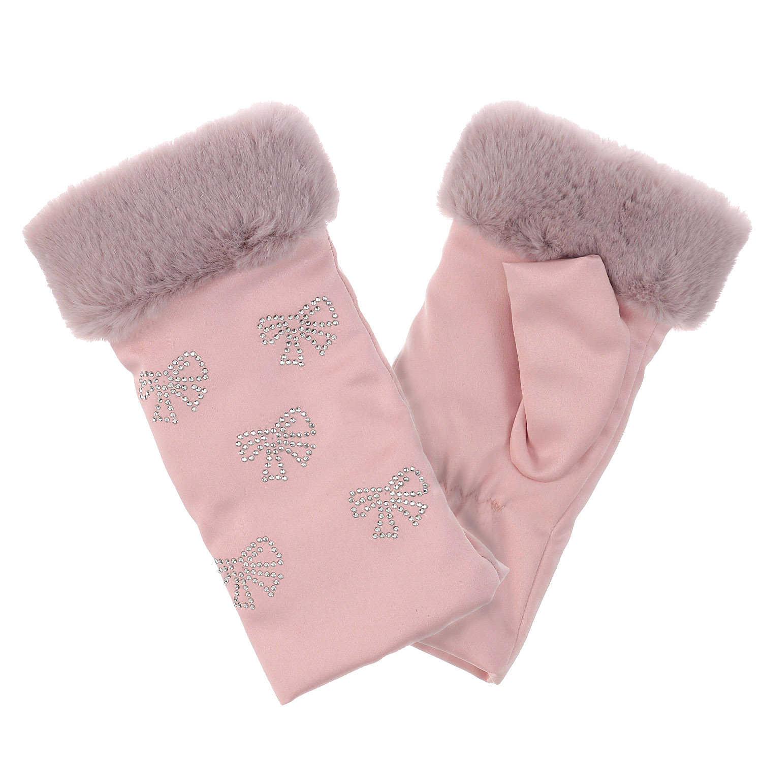 リボンストーンファーコンビハンドウォーマー - 画像6