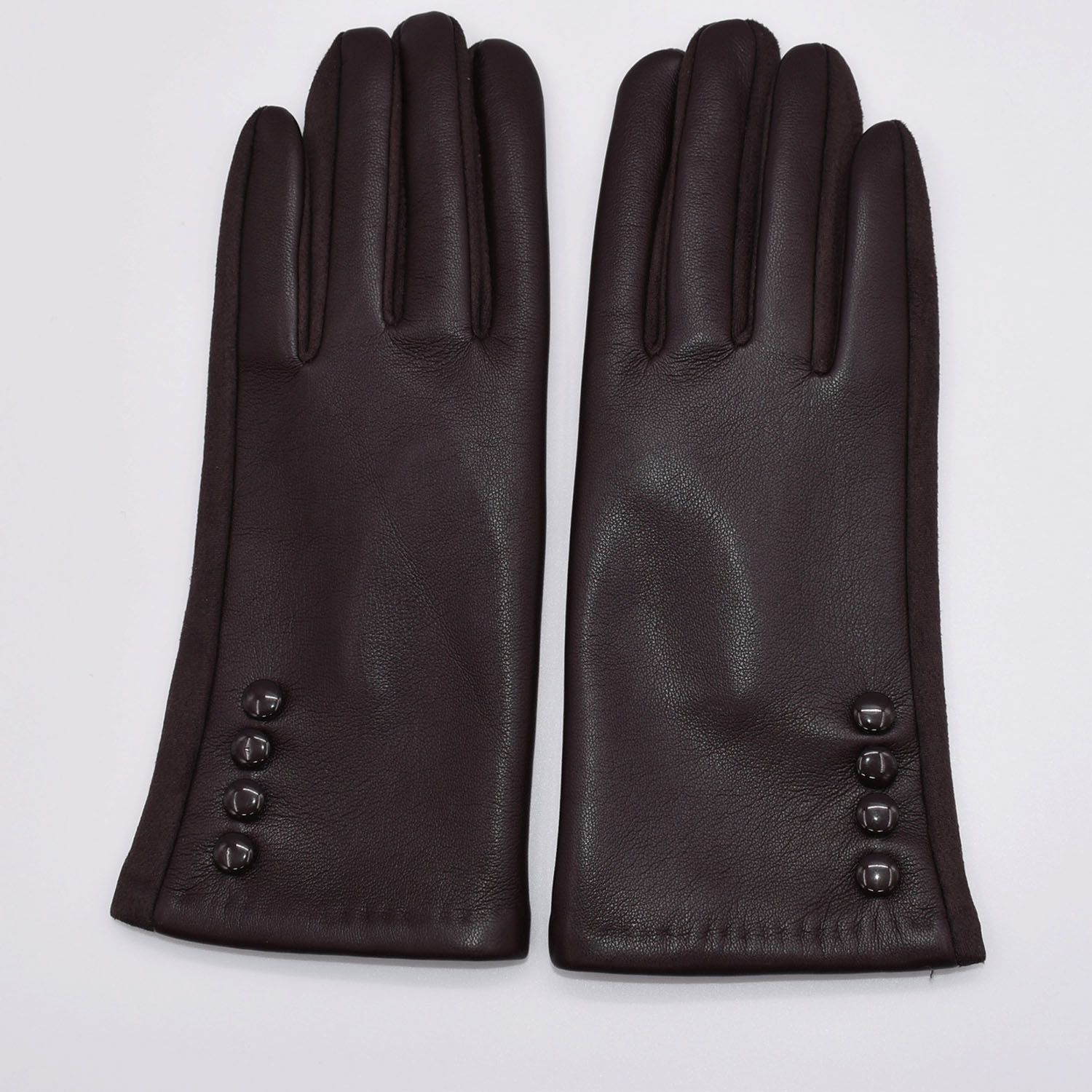 【グレー、ピンク終了】ボタンショート手袋 - 画像1