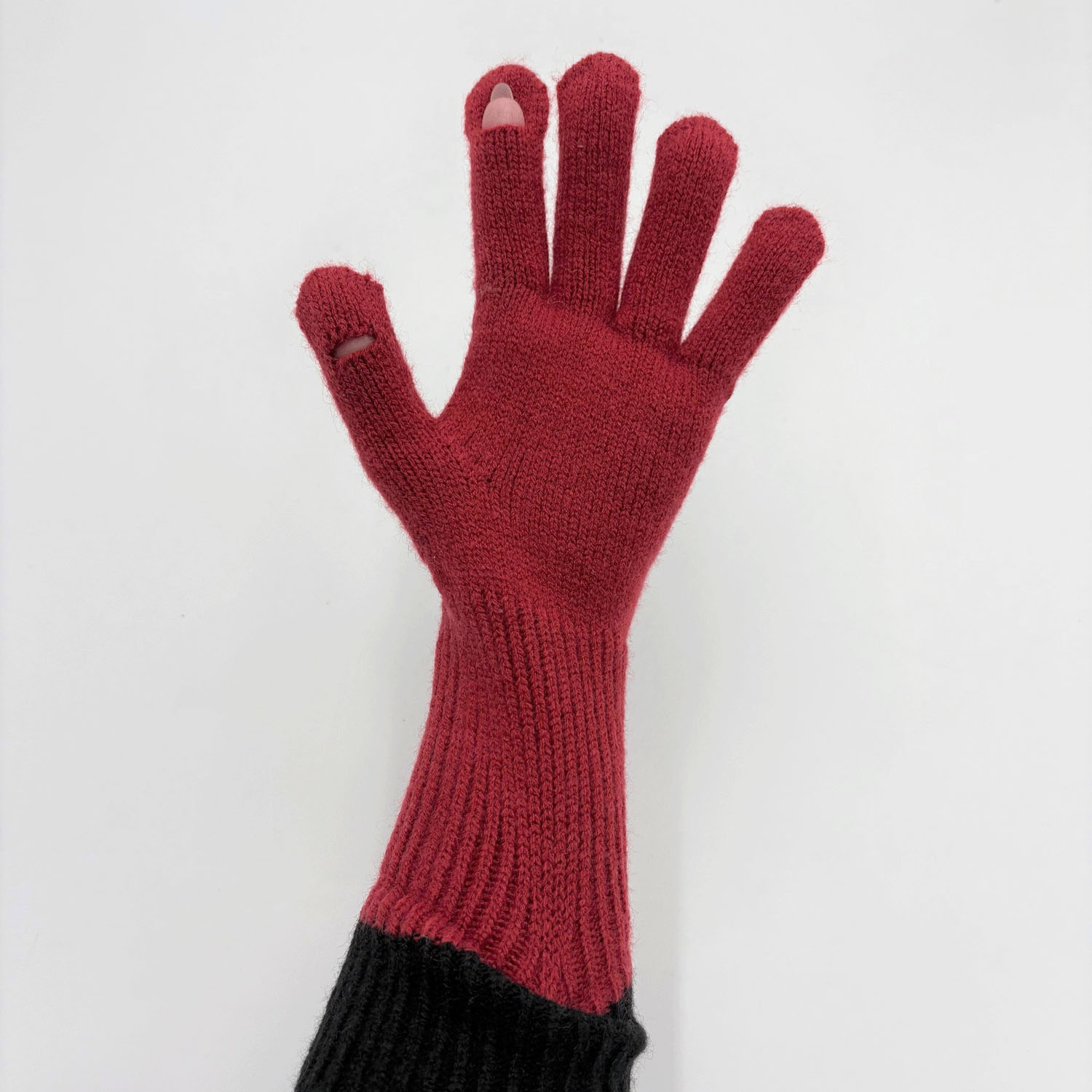 バイカラーニット手袋 - 画像2