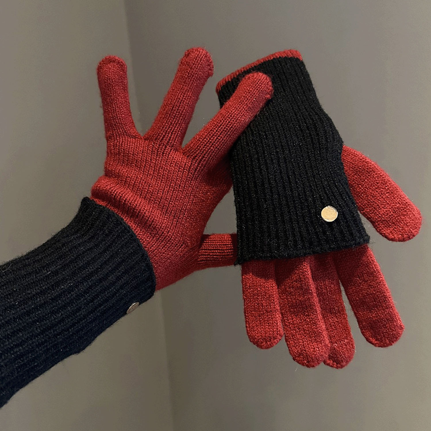 バイカラーニット手袋 - 画像5