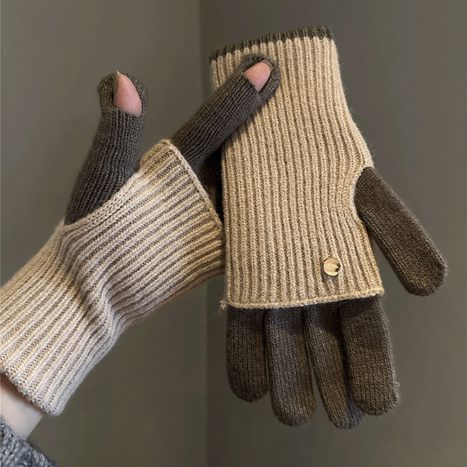 バイカラーニット手袋 - 画像7