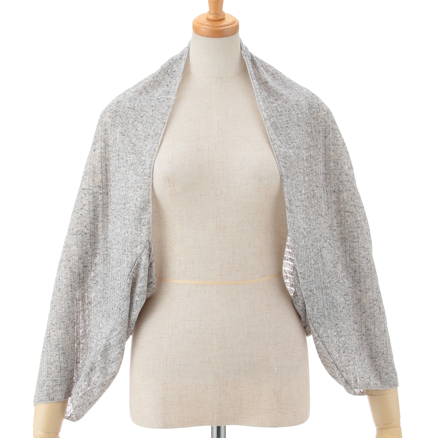 麻混透かしストライプボレロ - 画像1