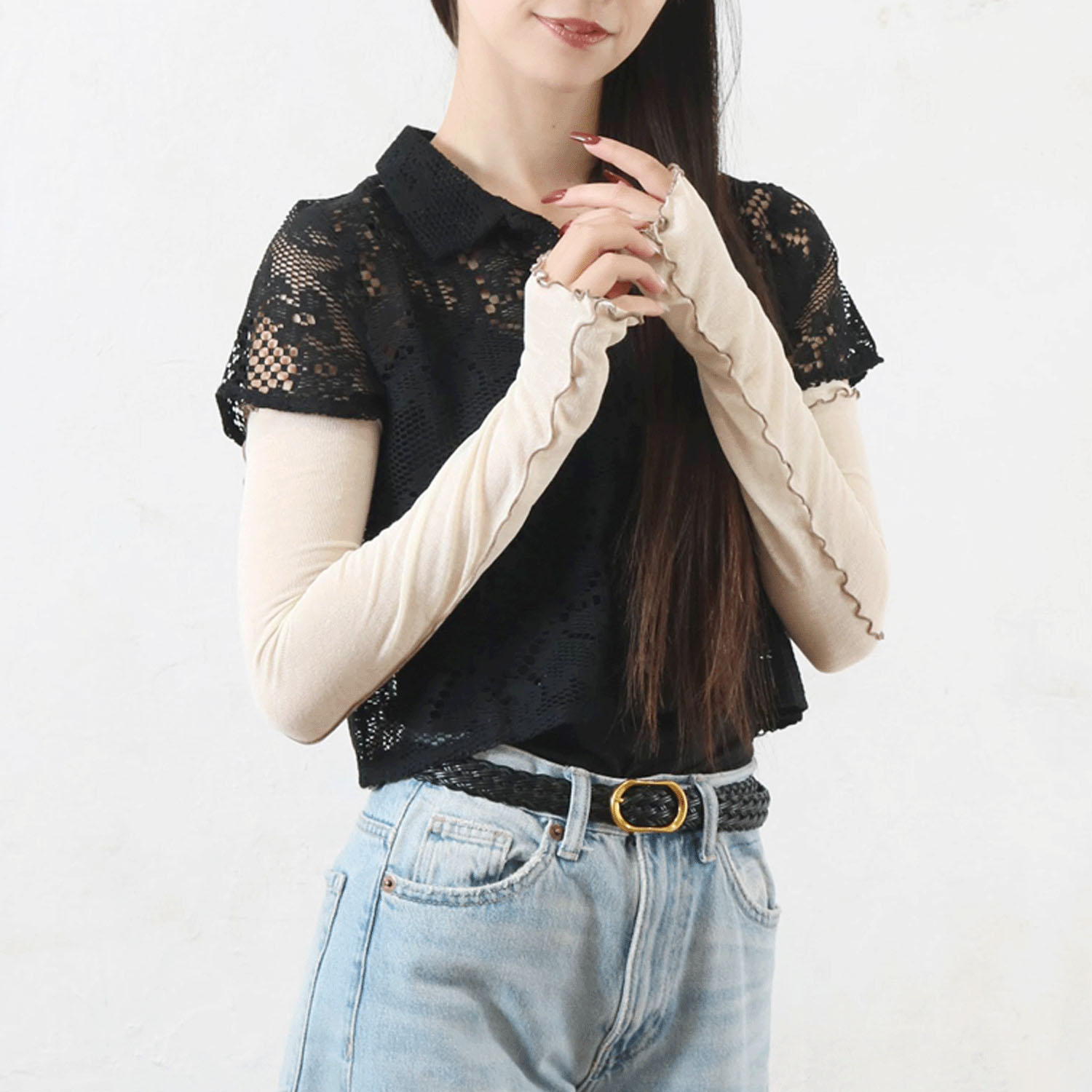 竹繊維バイカラーメロウアームカバー - 画像7