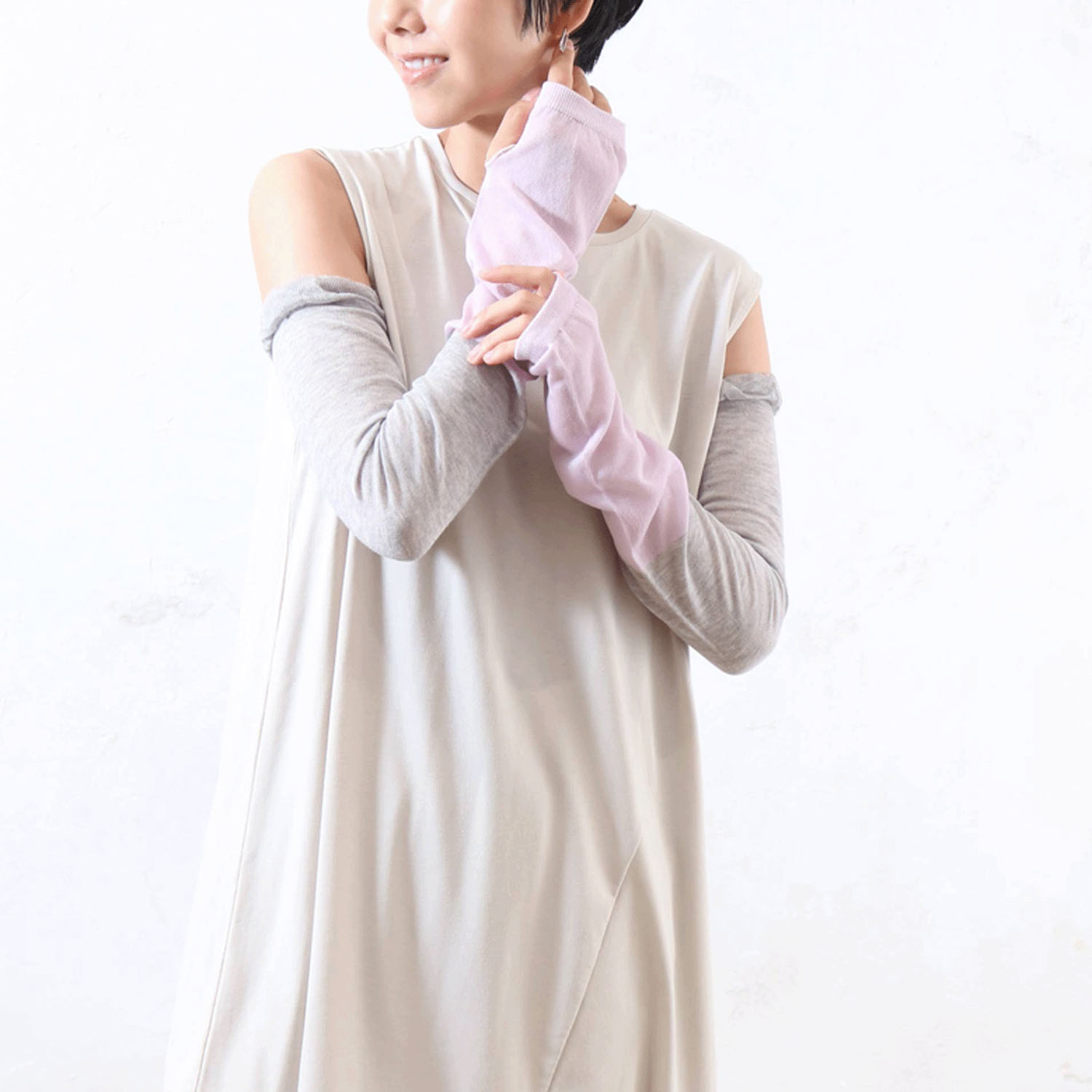 竹繊維バイカラーアームカバー - 画像11