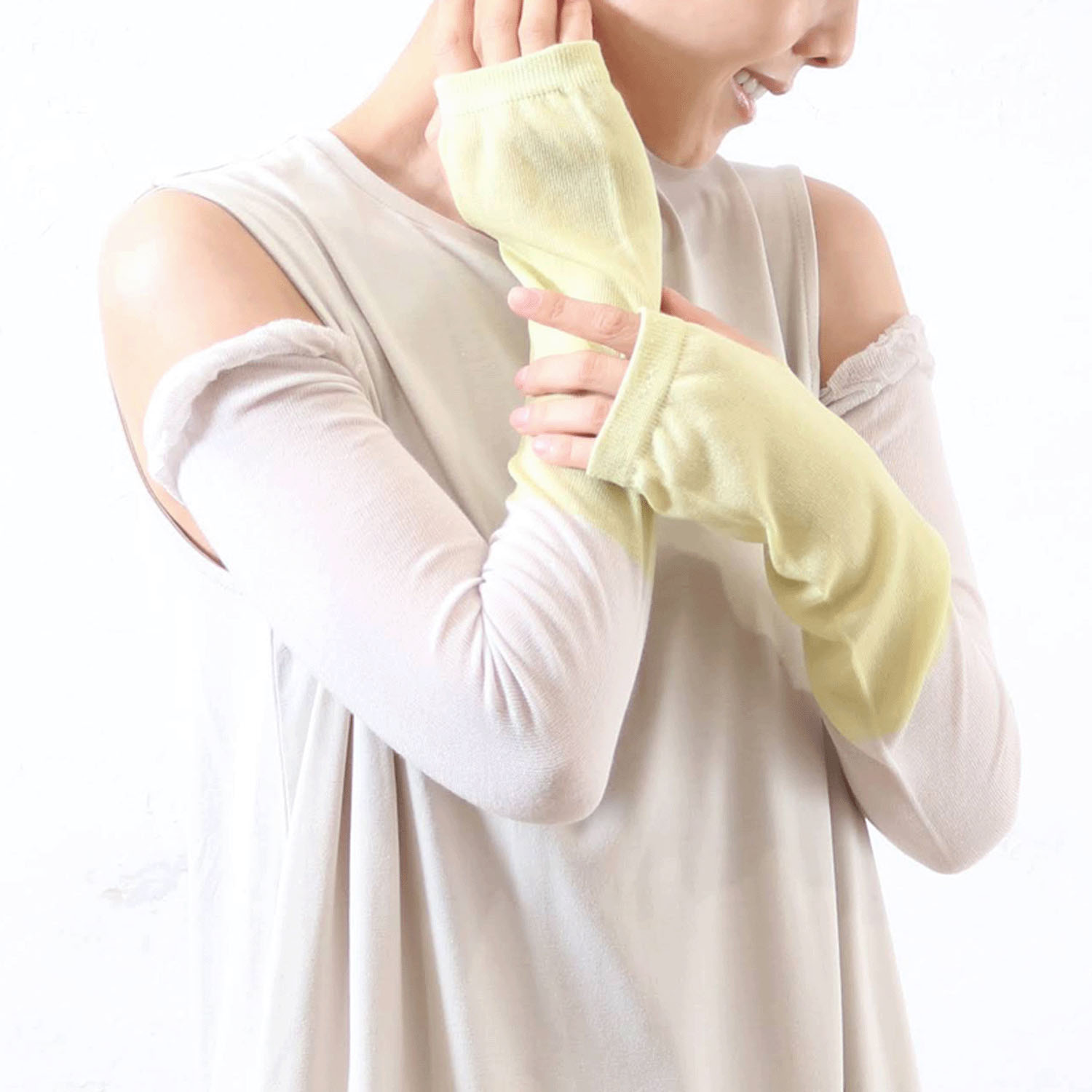 竹繊維バイカラーアームカバー - 画像4