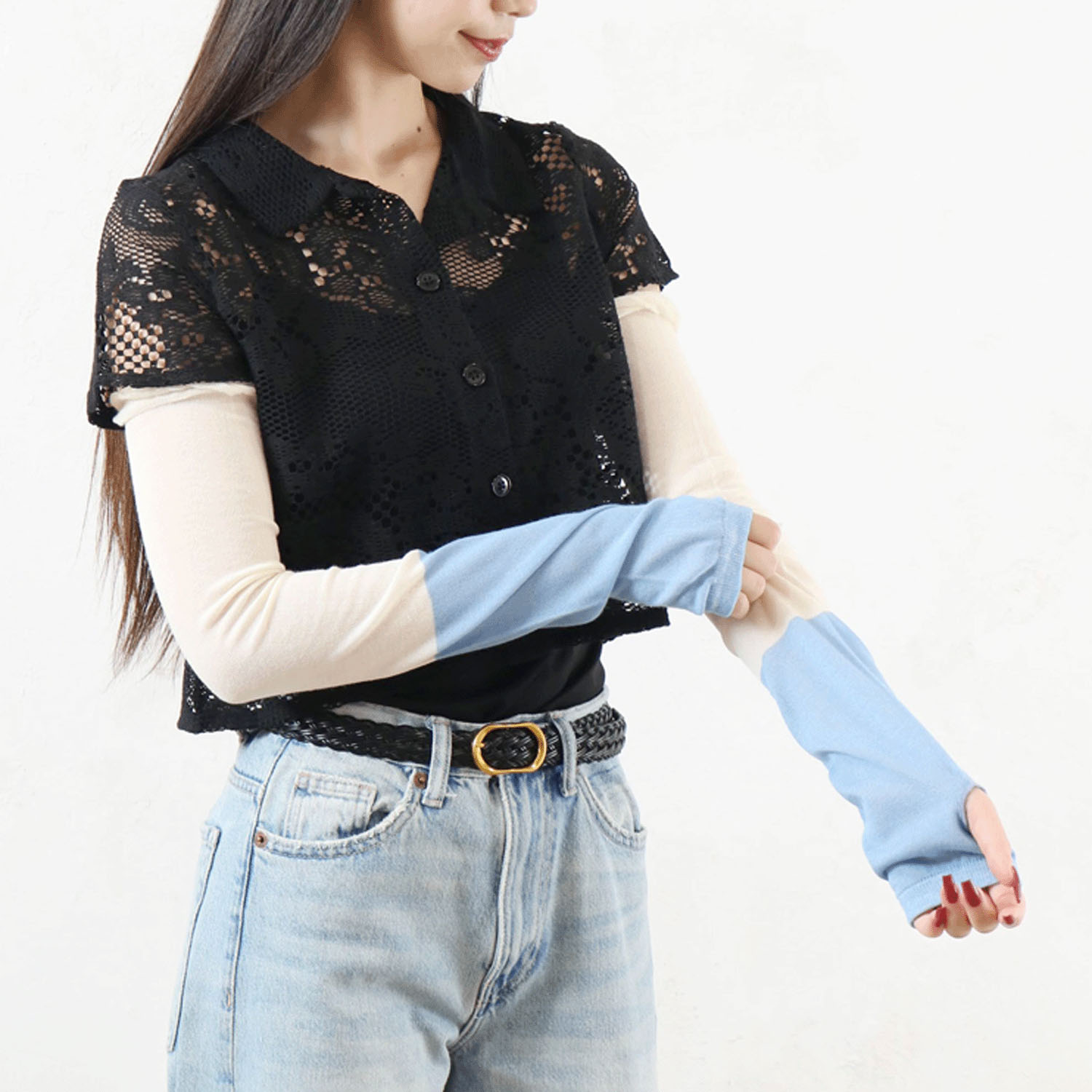 竹繊維バイカラーアームカバー - 画像9