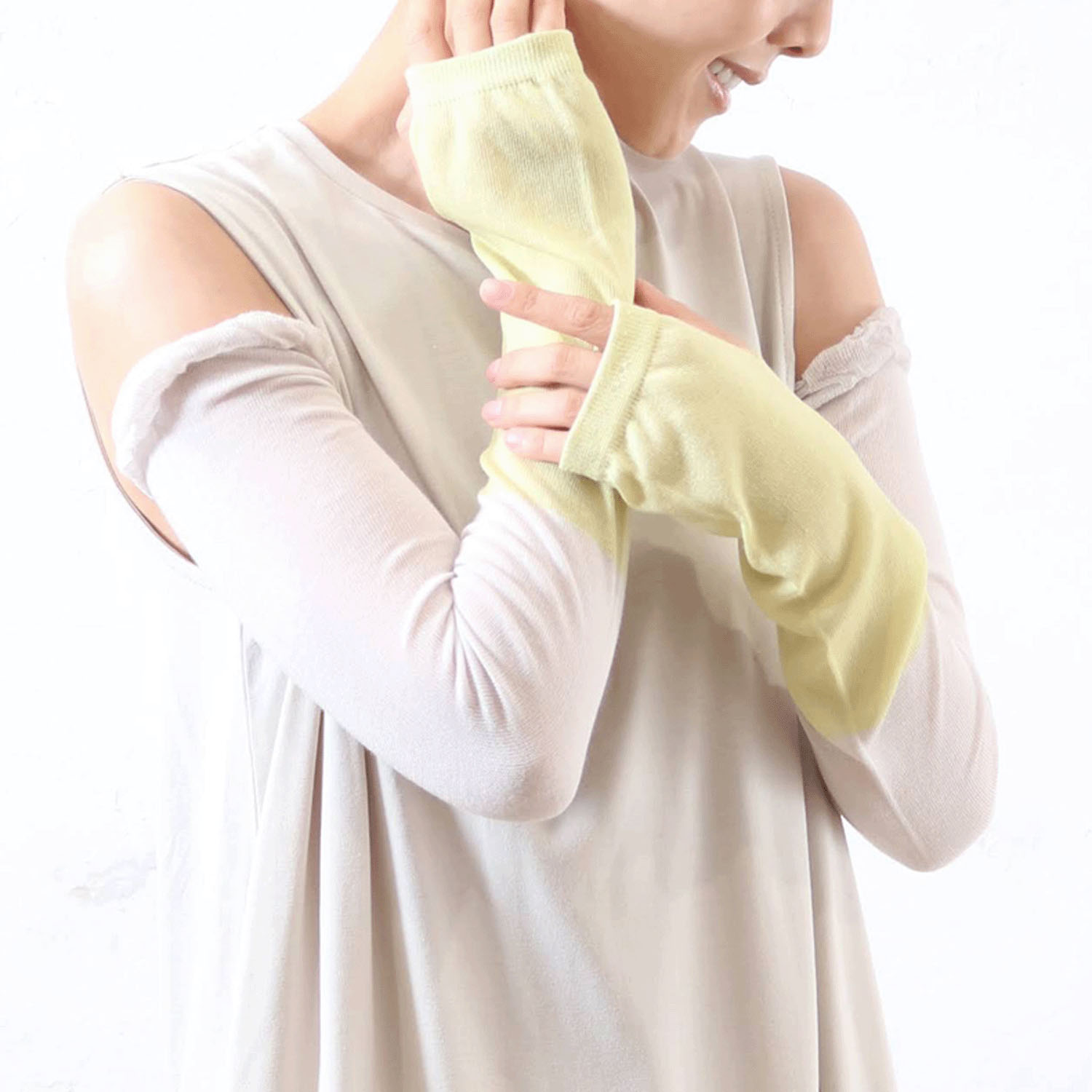 竹繊維バイカラーアームカバー