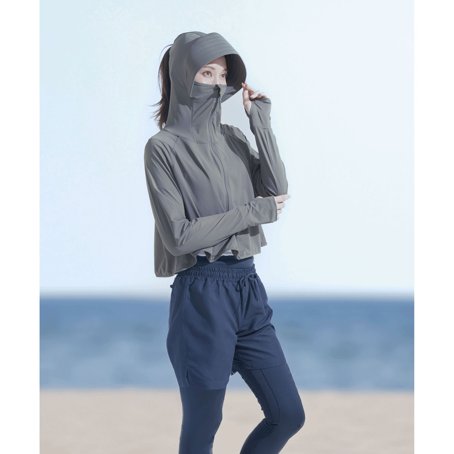 【チャコール、ラベンダー終了】Sun Block LAB 爽壁 フェイスガードUVパーカー - 画像12