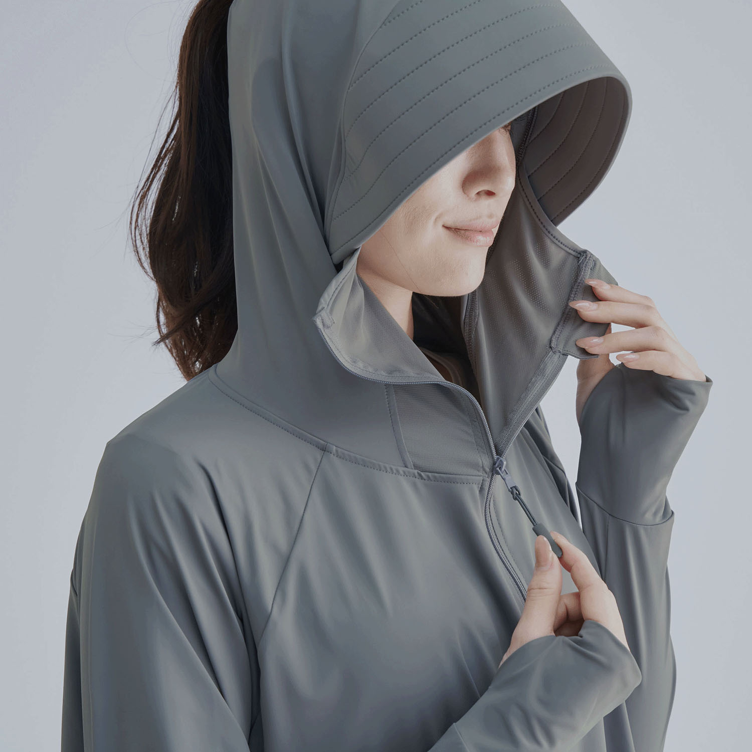 【チャコール、ラベンダー終了】Sun Block LAB 爽壁 フェイスガードUVパーカー - 画像9