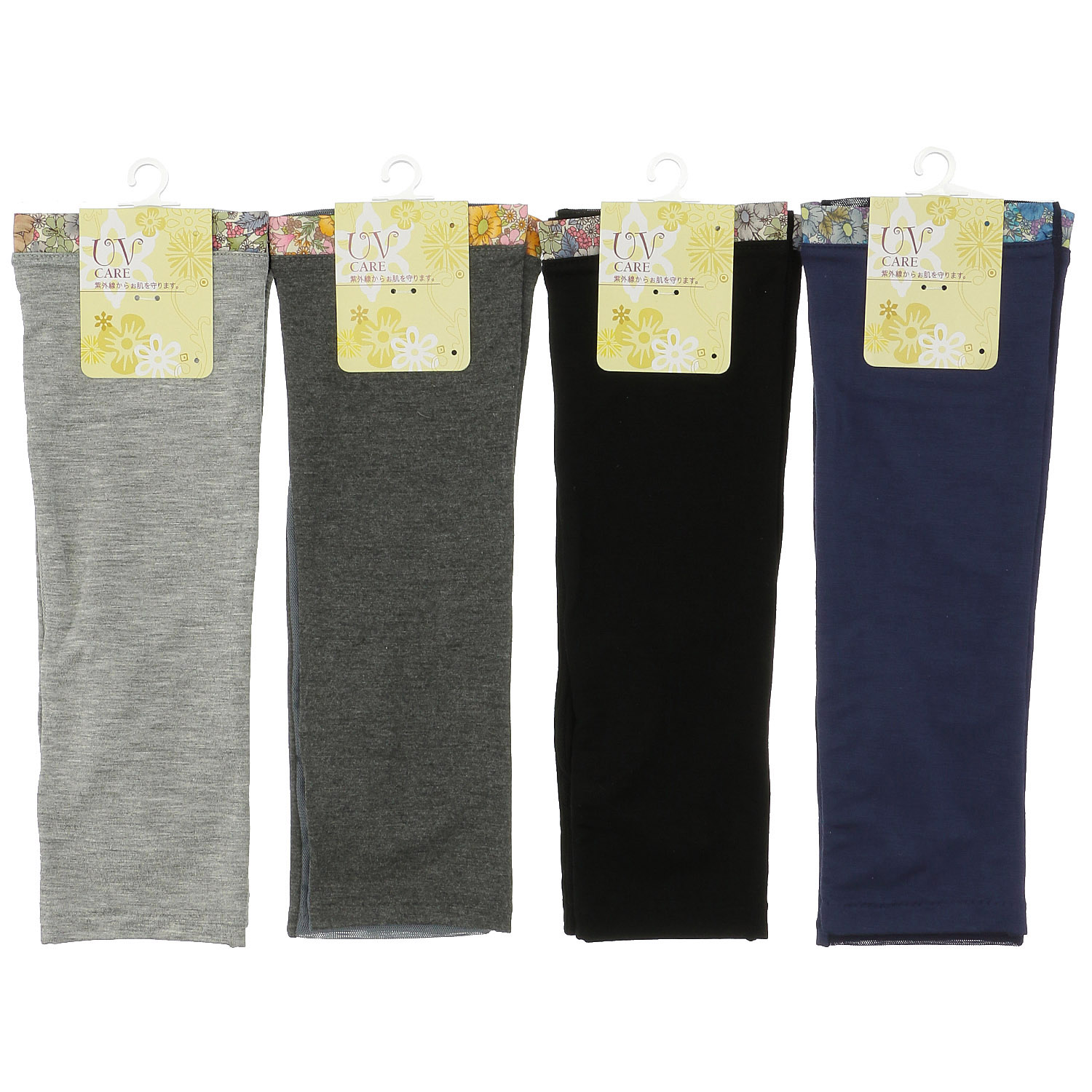 接触冷感 花柄UVアームカバー ミドル丈 - 画像1