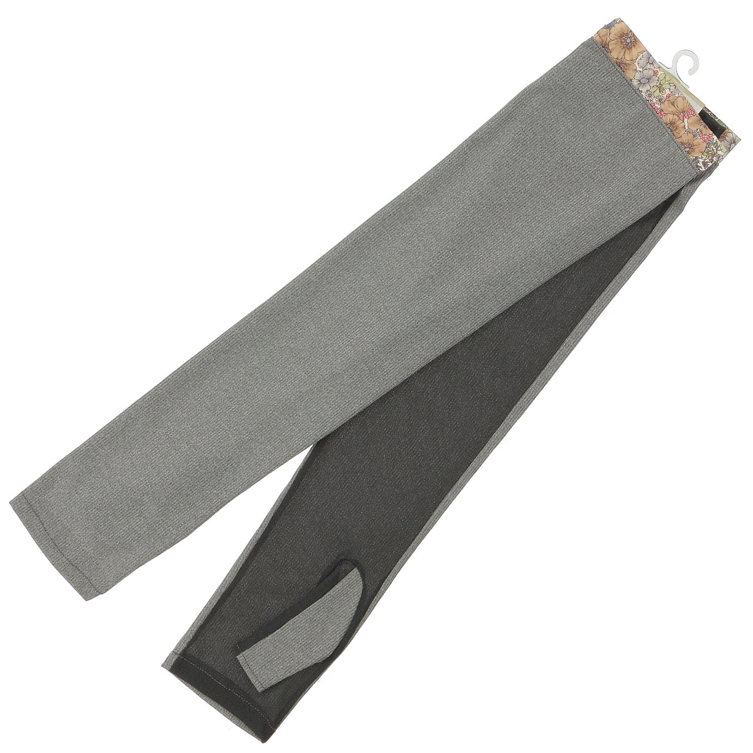 接触冷感 リブ花柄アームカバー ロング丈 - 画像1