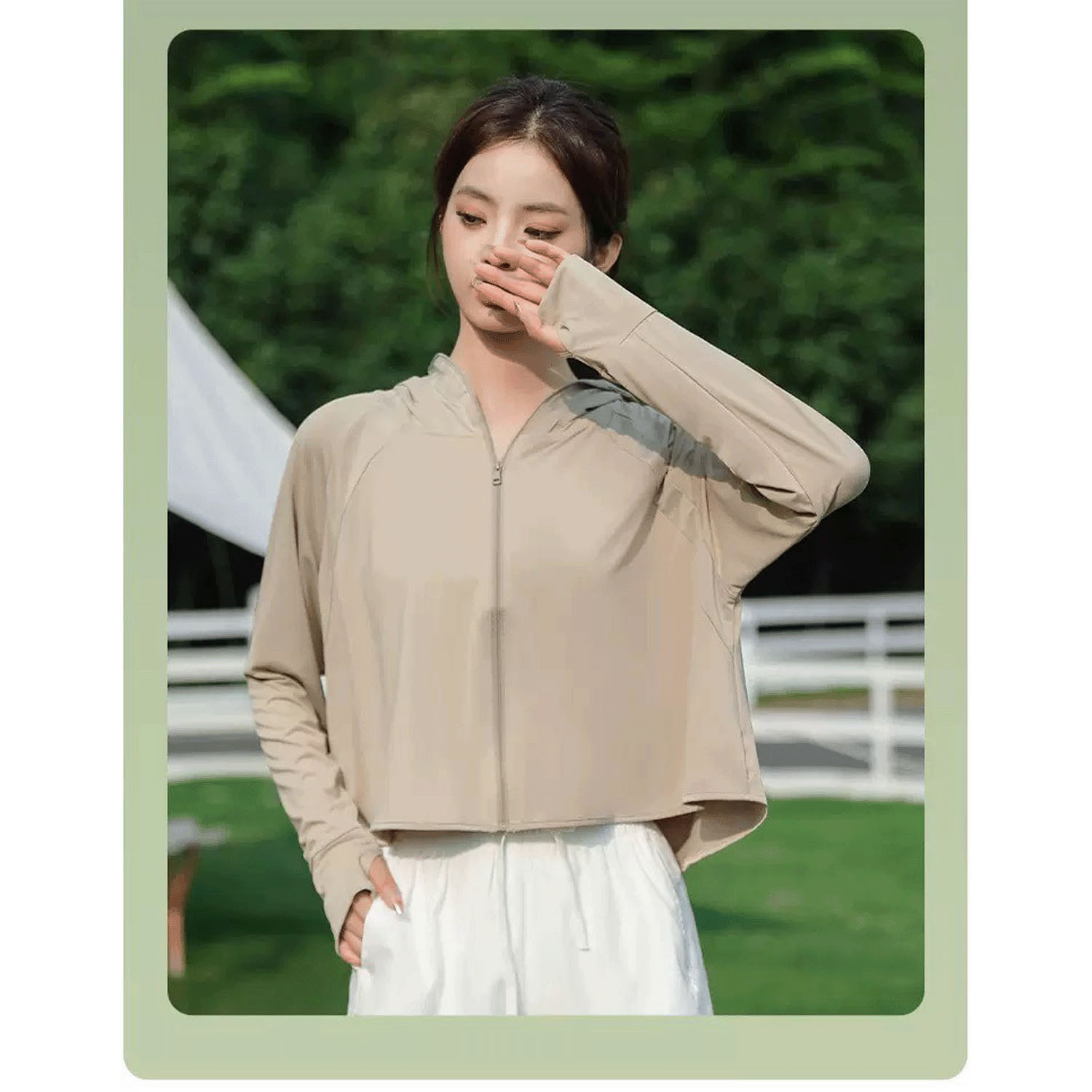 フード付きカラーVパーカー - 画像2