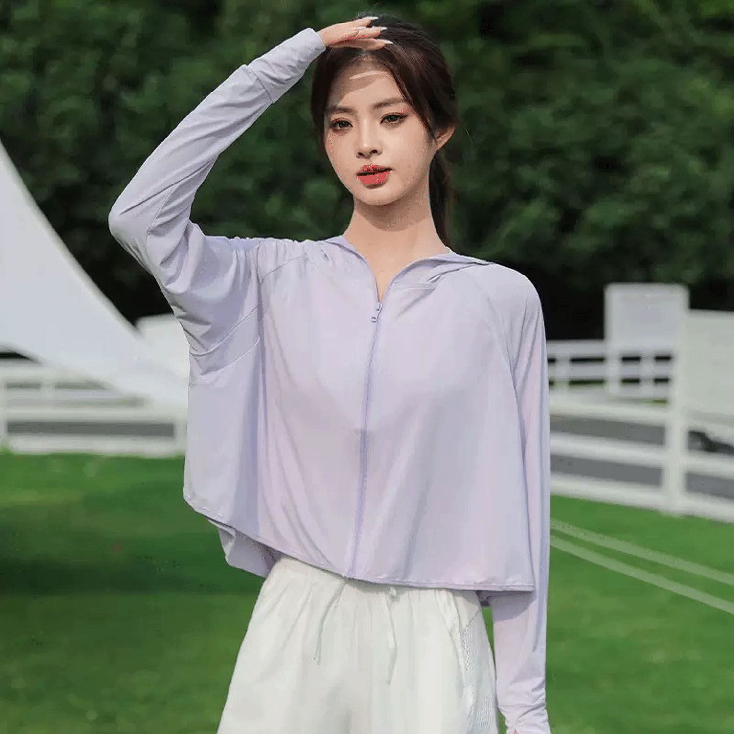 フード付きカラーVパーカー - 画像4