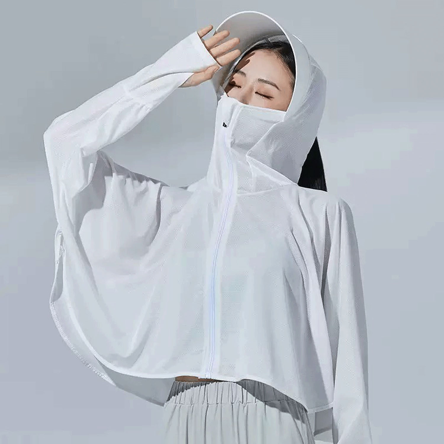 UVフード付きメッシュパーカー - 画像1