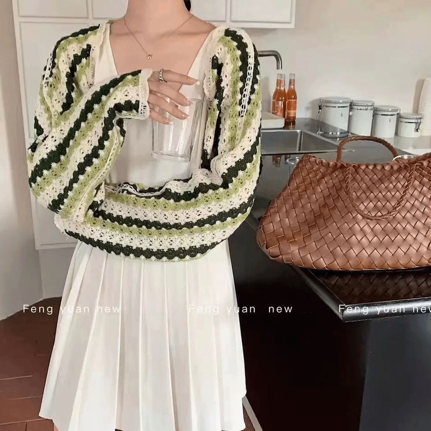 ニットアームボレロ ストライプ - 画像2