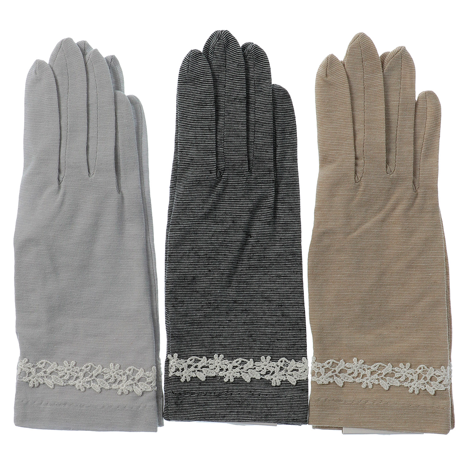 麻入りジャガードボーダー手袋 5指