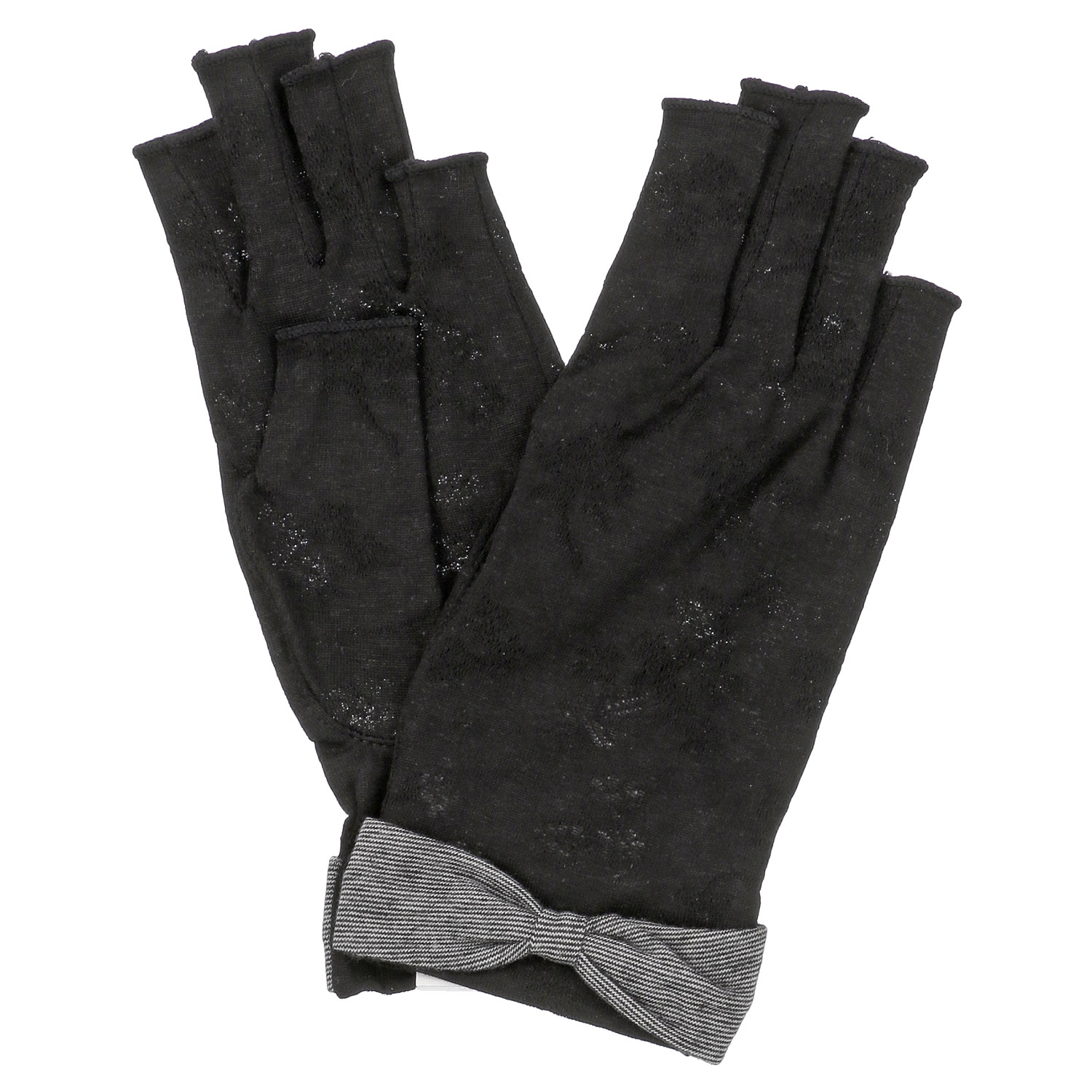 麻入りジャガード指切手袋 - 画像3