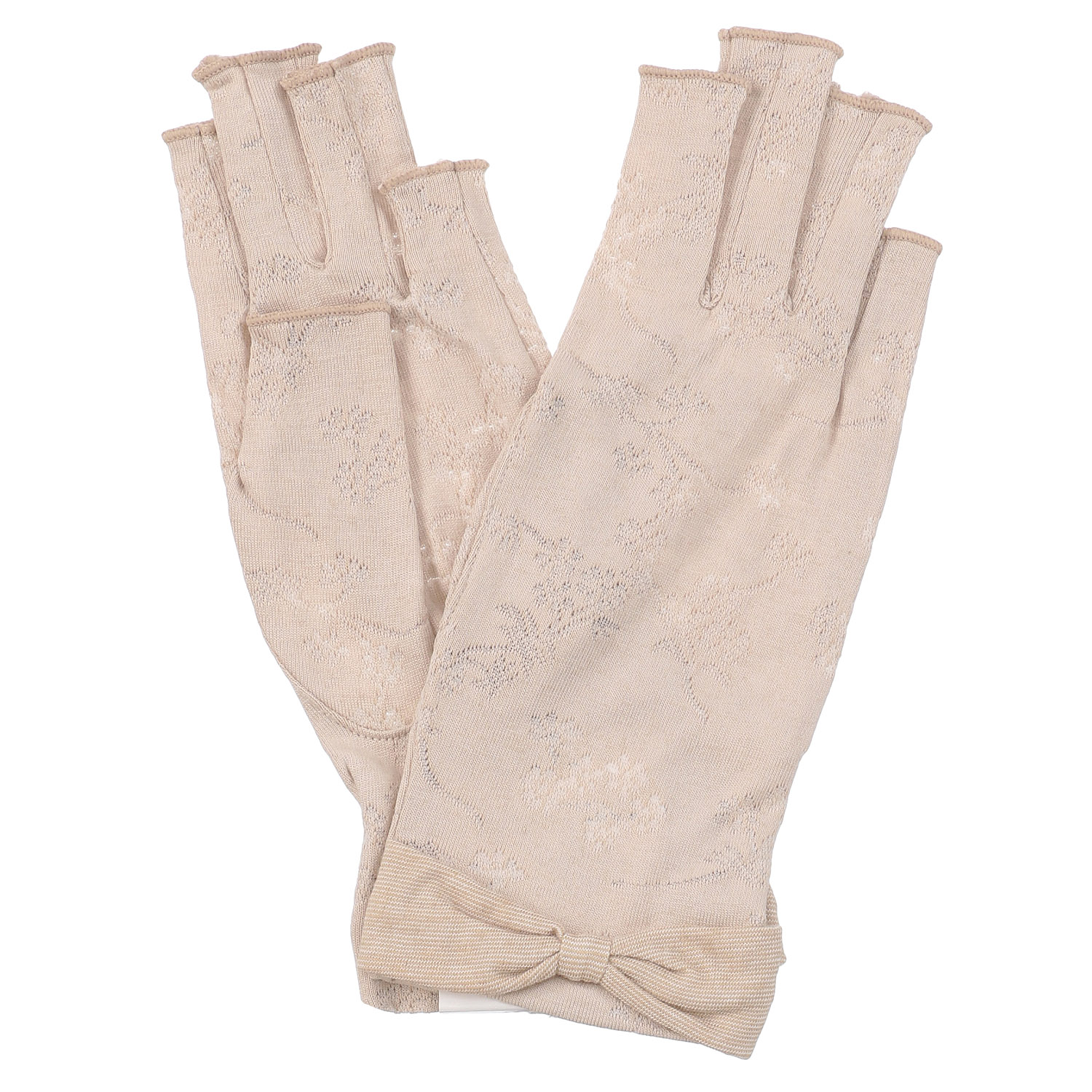 麻入りジャガード指切手袋 - 画像4