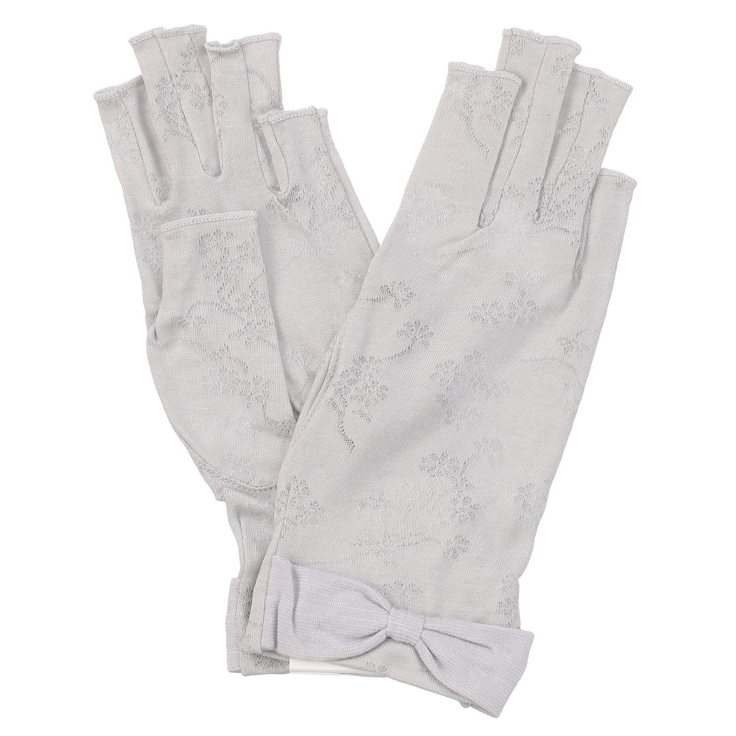 麻入りジャガード指切手袋