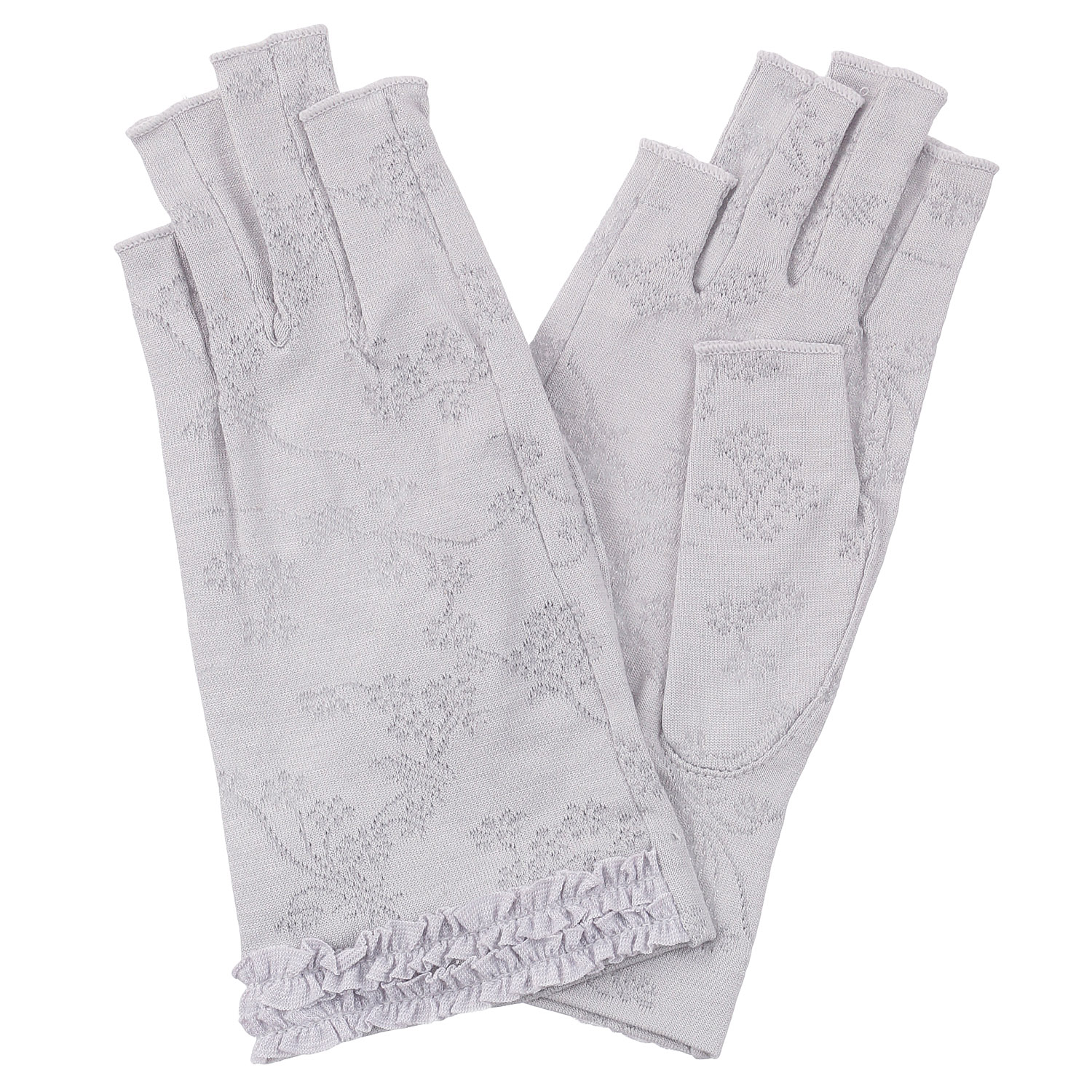 麻入りジャガード指切手袋